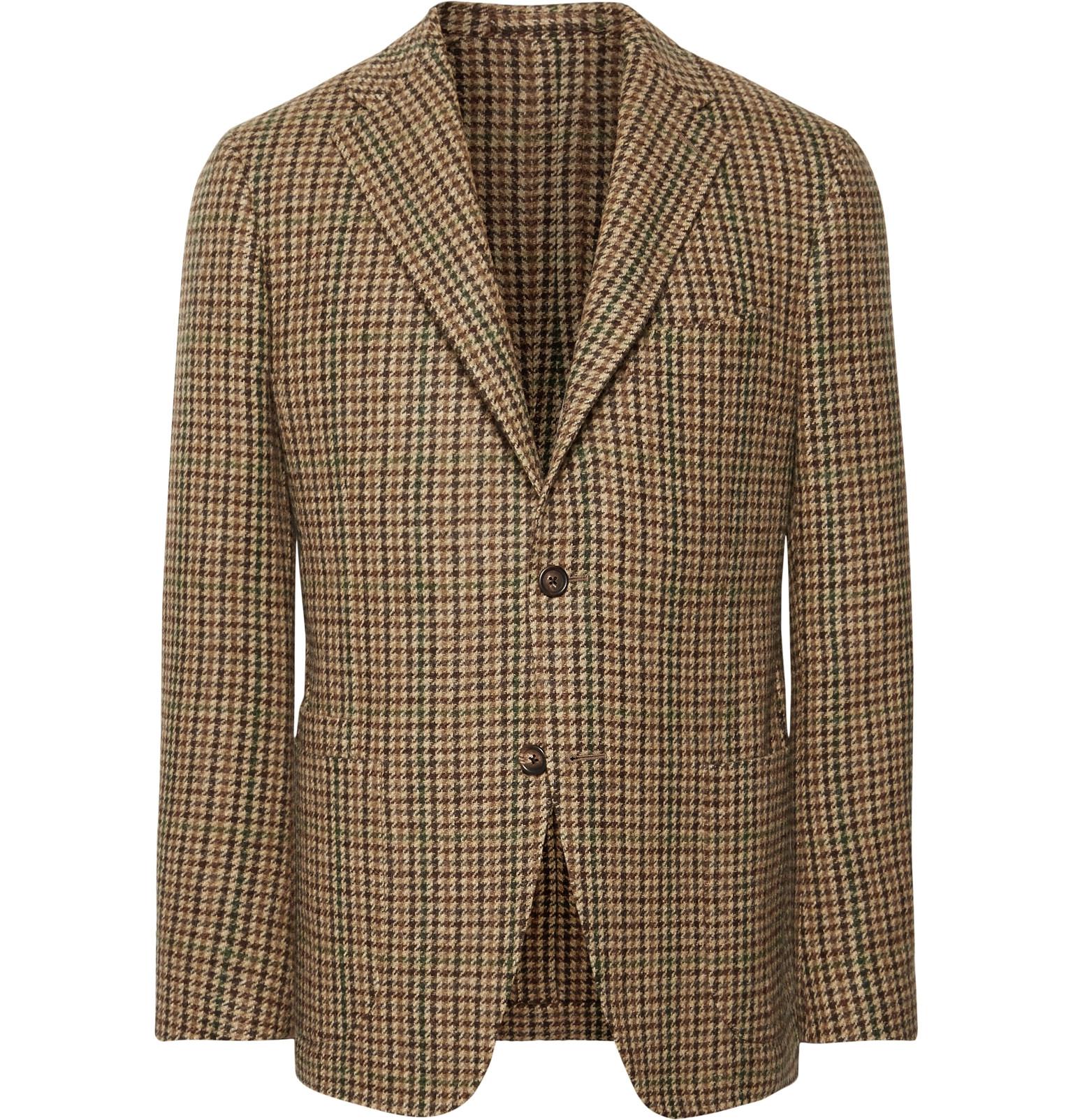 Men's & Boys Green Tweed Houndstooth Blazer - Father-Son Matching Formal Attire For Weddings