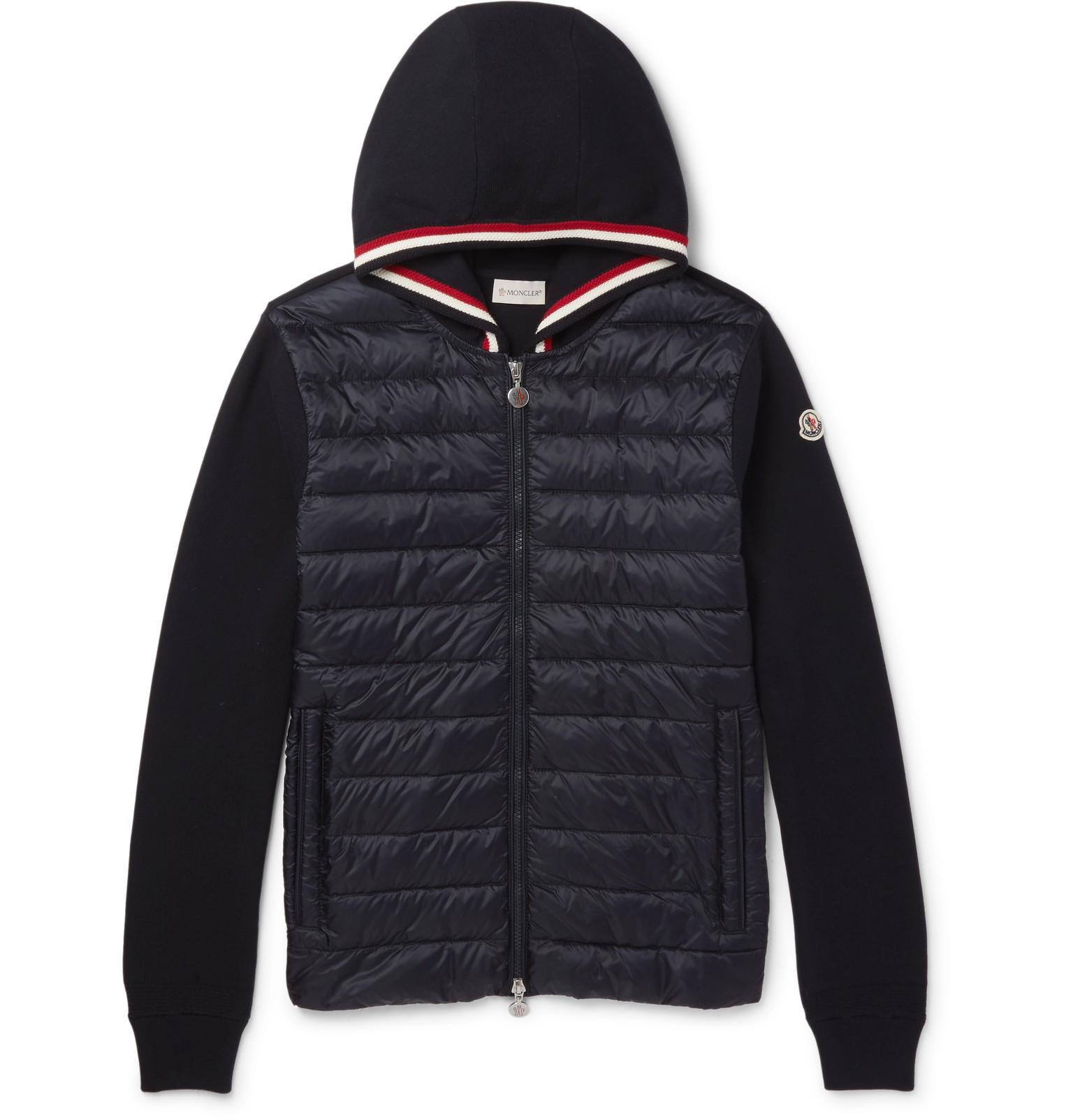 Moncler Cotton And Quilted Shell Down Zip-up Hoodie in Navy (Blue) for ...