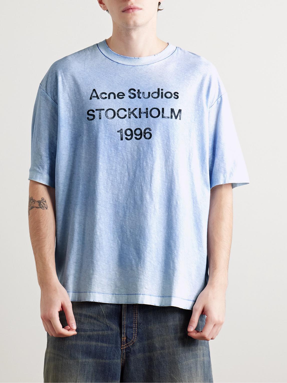 Acne Studios Exford Distressed Logo-Print Cotton And Hemp-Blend