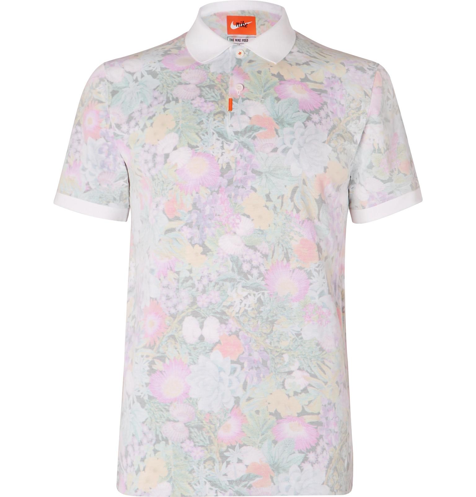 Nike Floral-print Dri-fit Cotton-blend Piqué Golf Polo Shirt in Pink for  Men | Lyst