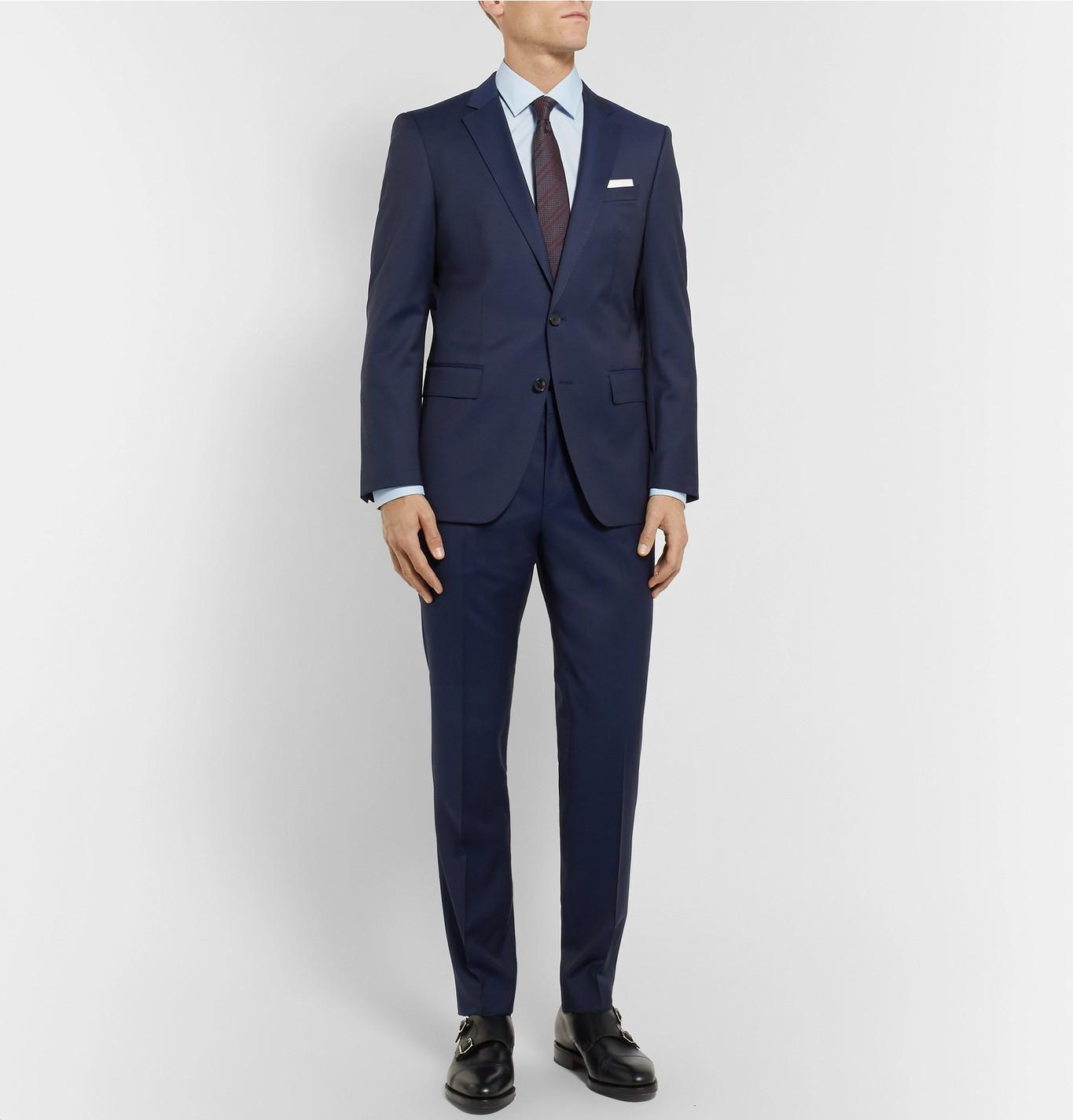 BOSS by Hugo Boss Navy Huge/genius Slimfit Super 120s Virgin Wool Suit
