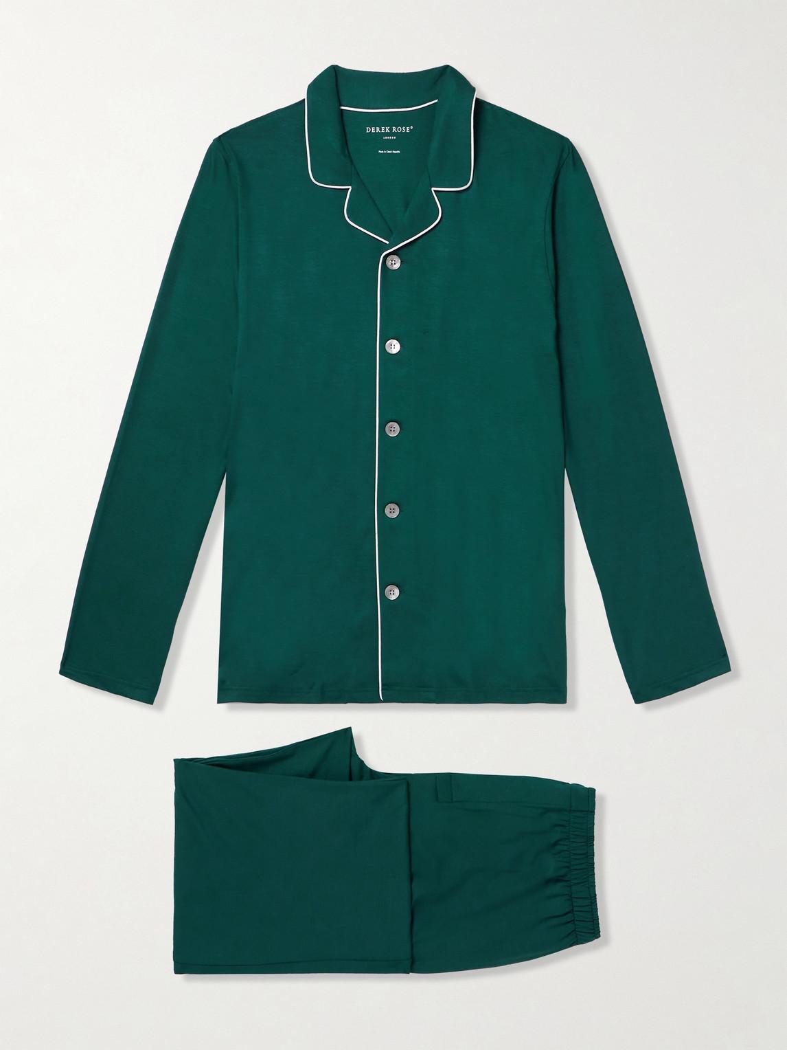 Derek Rose Basel Stretch Micro Modal Jersey Pyjama Set in Green for Men Lyst UK