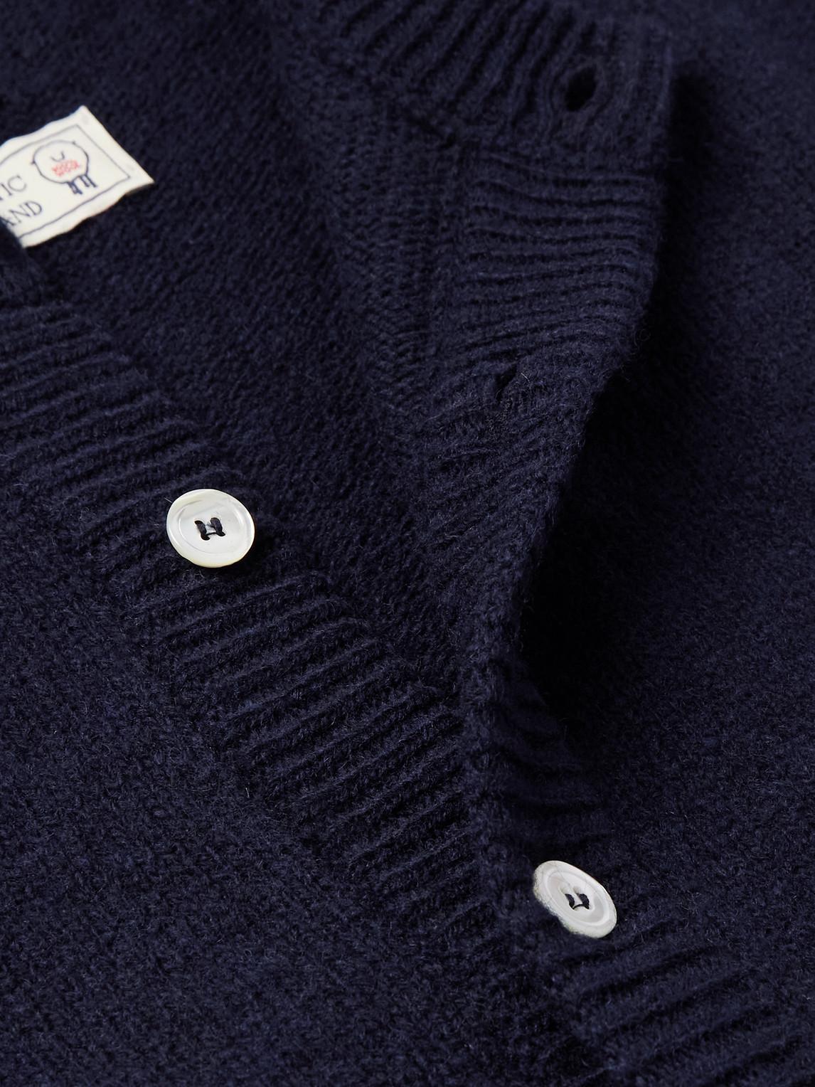Noah Floral-Jacquard Shetland Wool Cardigan in Blue for Men Noah Floral-Jacquard Shetland Wool Cardigan in Blue for Men