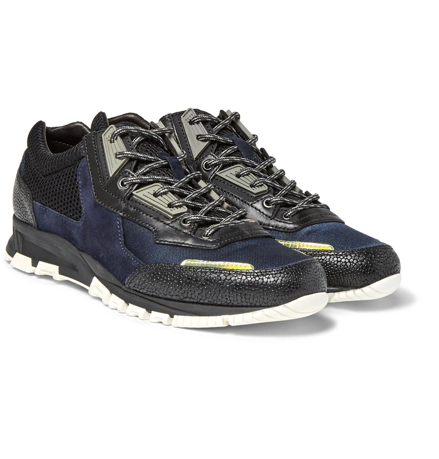 lanvin navy suede sneakers