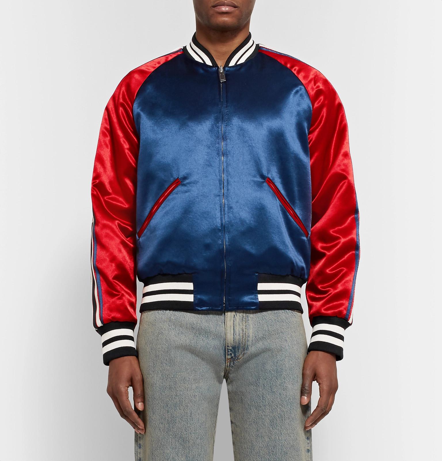 Gucci Reversible Acetate Bomber in Navy Red (Blue) Men - Lyst