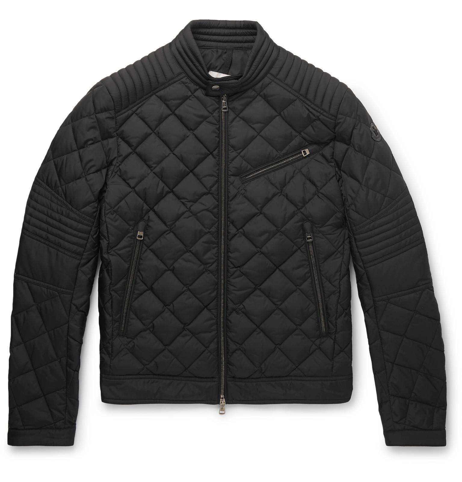 Moncler Leather Breitman Quilted Shell Down Biker Jacket in Black for ...