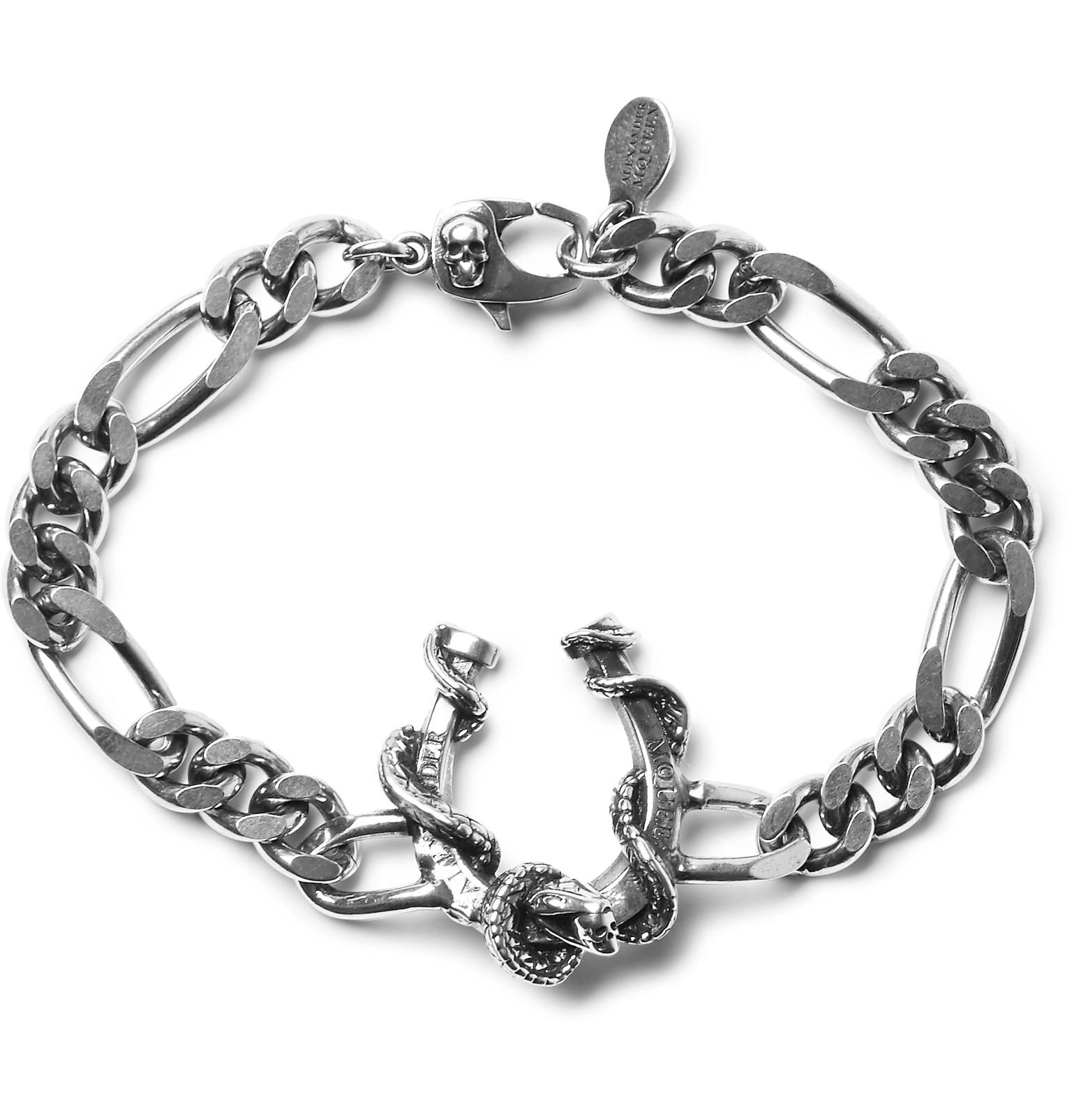 alexander mcqueen silver tone chain bracelet