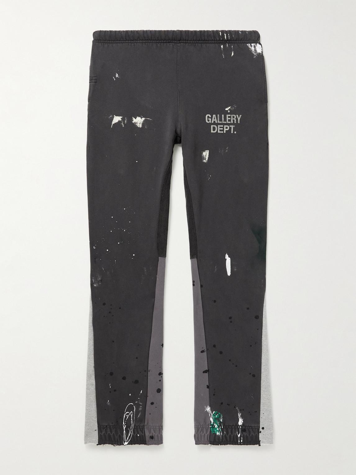 GALLERY DEPT. Flared Paint-splattered Logo-print Cotton-jersey Sweatpants  in Grey for Men