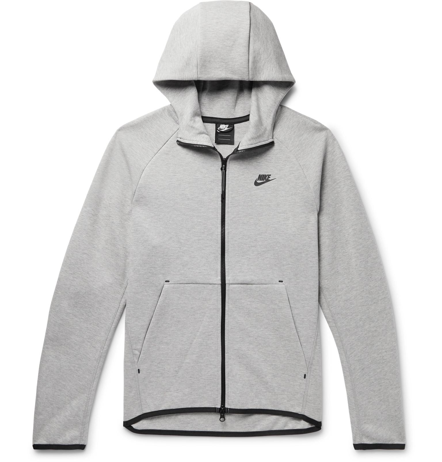 Sportswear Mélange Cotton-blend Tech Fleece Zip-up Hoodie in Gray for Men | Lyst