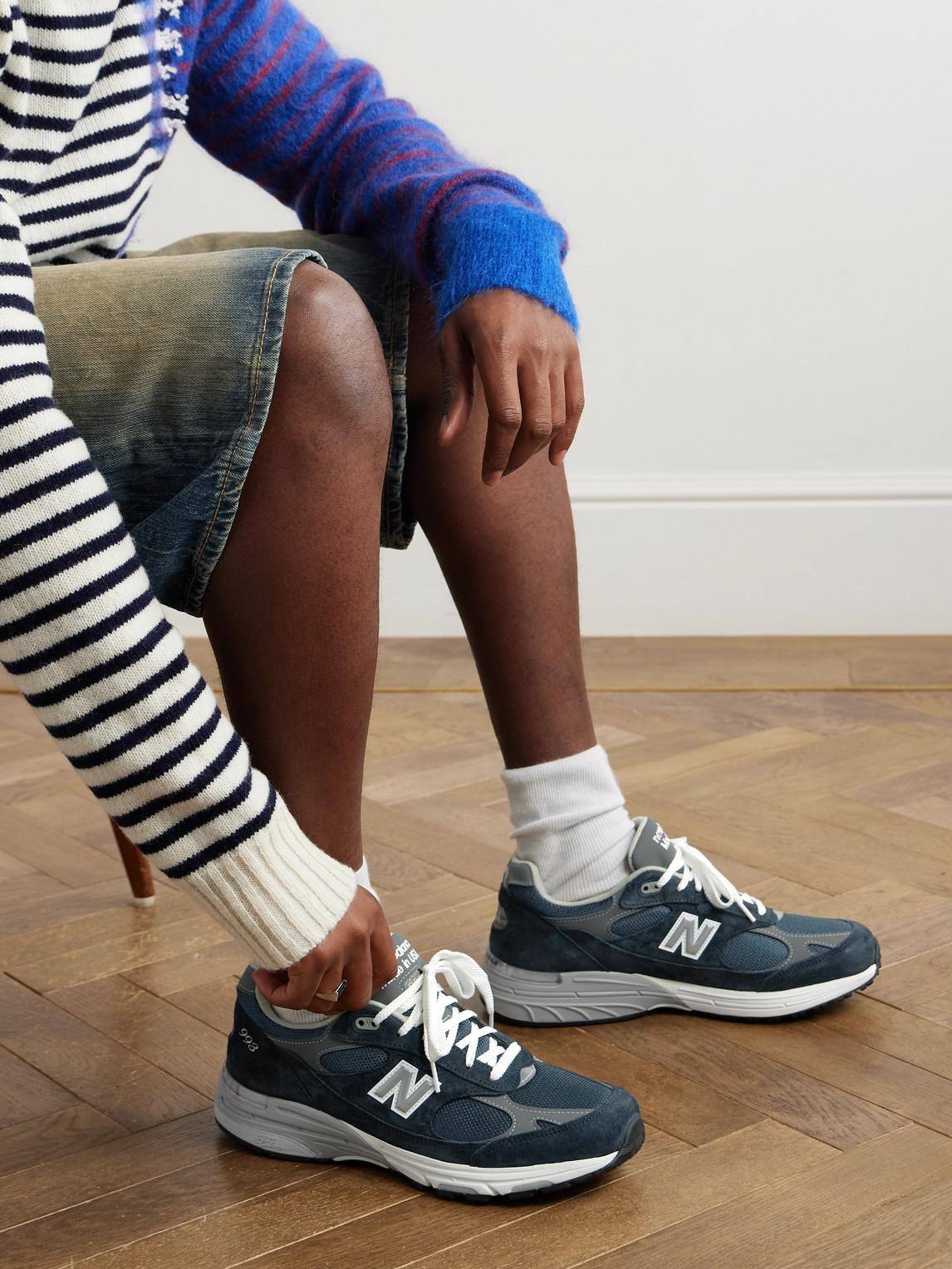 New Balance 993 Suede, Mesh And Leather Sneakers in Blue for Men