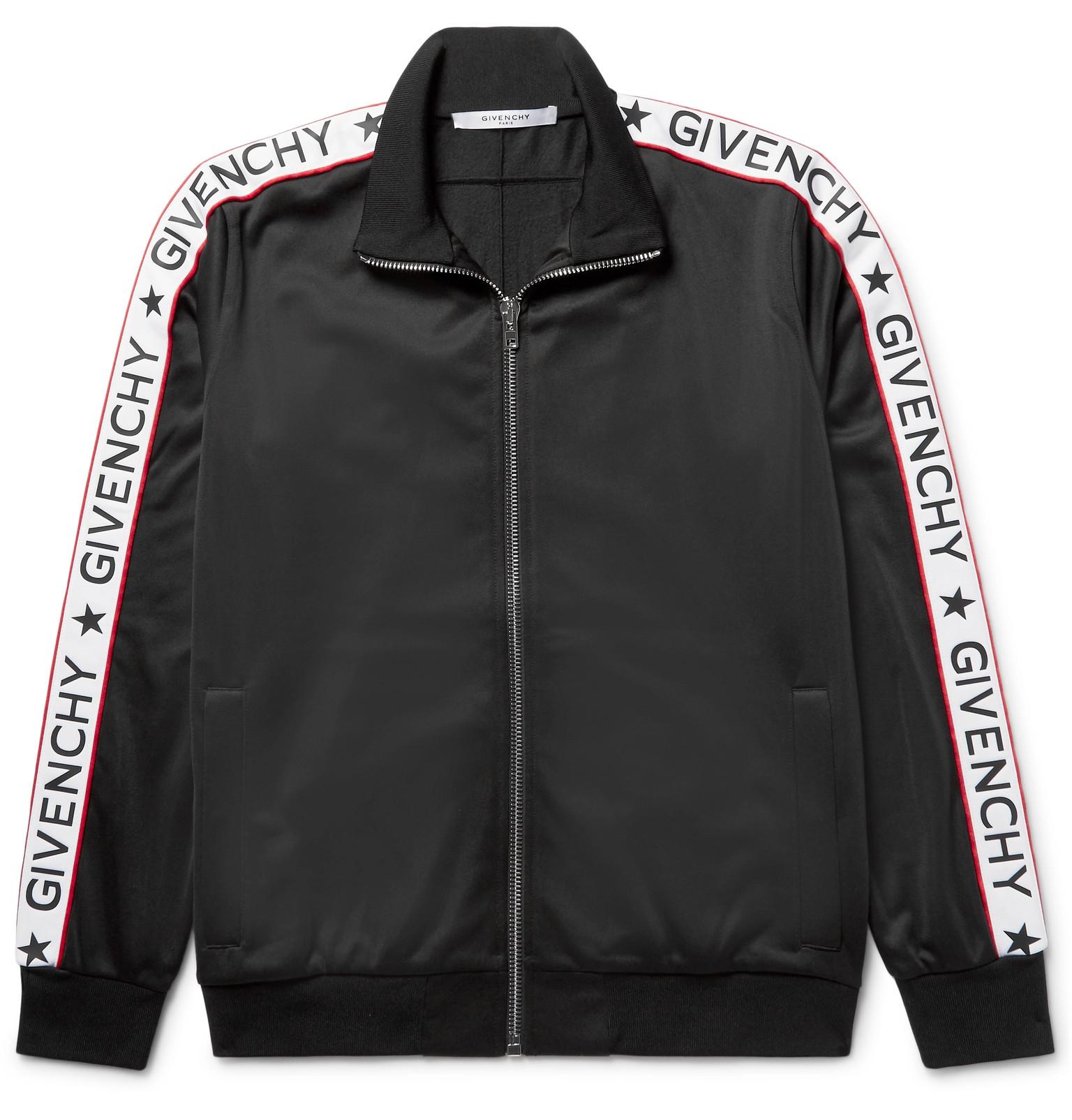 Givenchy Rubber-appliquéd Satin-jersey Track Jacket in Black for Men - Lyst