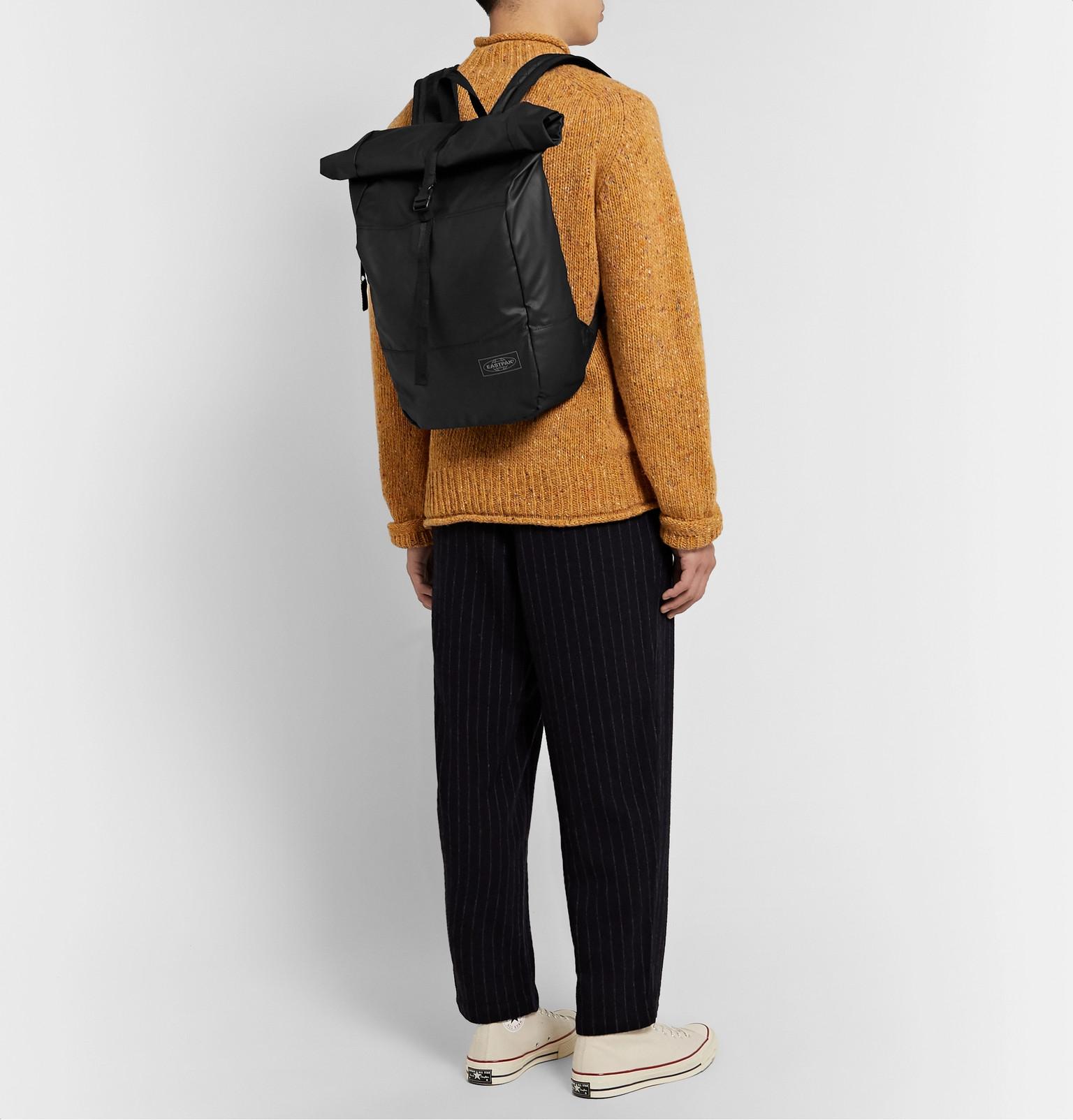 eastpak macnee 24l roll top coated backpack in black