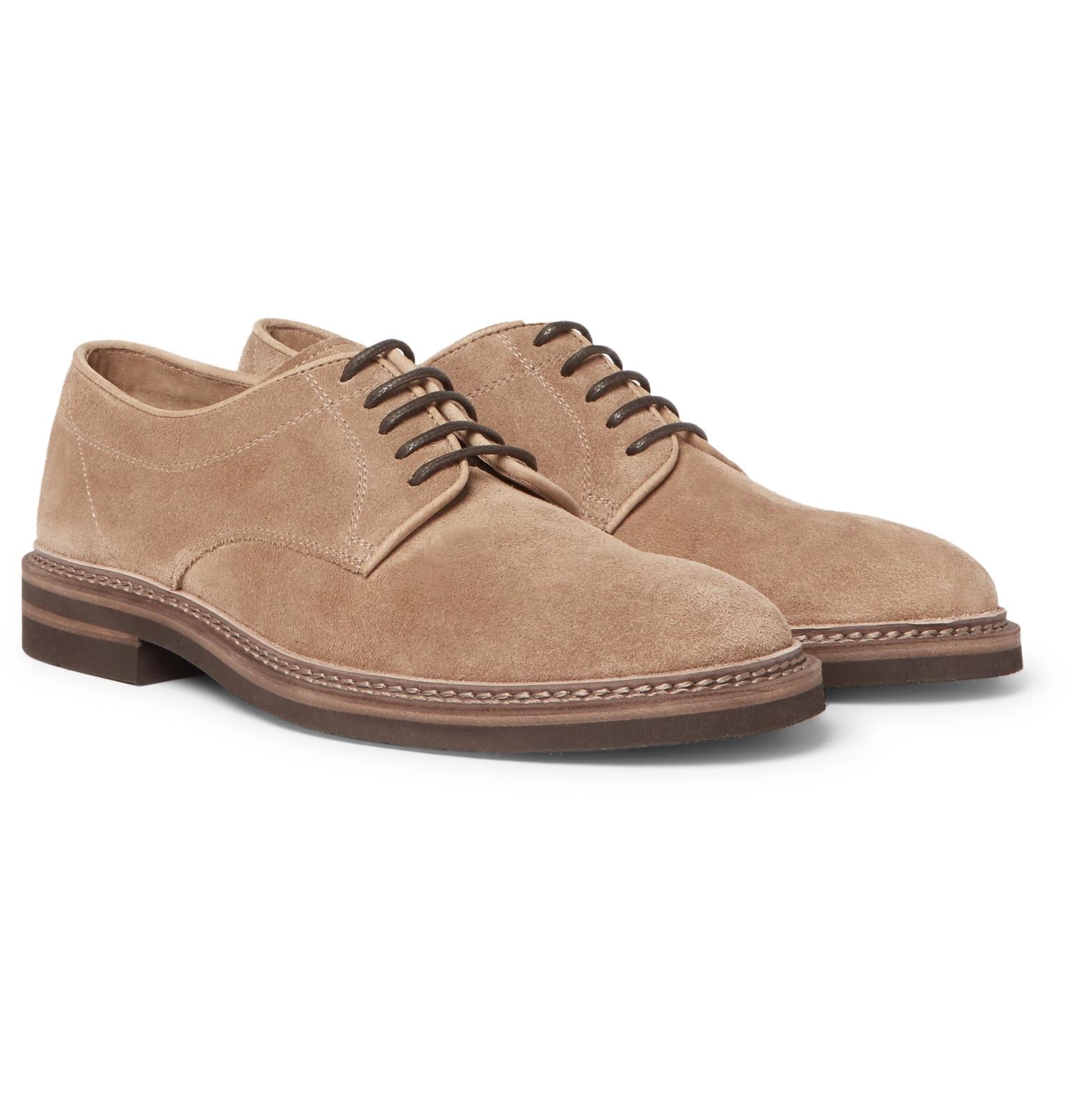 Brunello Cucinelli Suede Derby Shoes for Men | Lyst