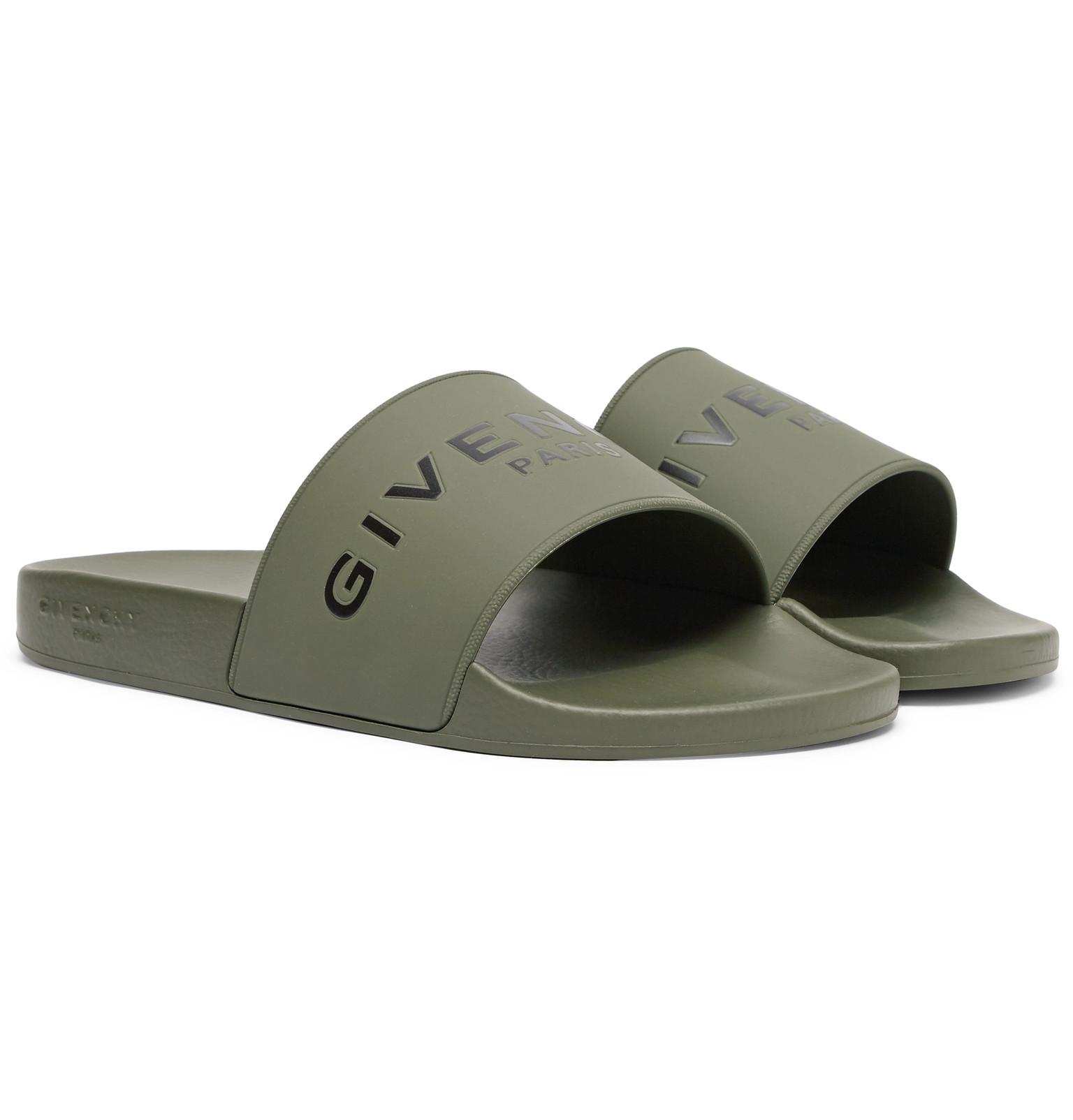 Givenchy Logo-print Rubber Slides in Army Green (Green) for Men - Lyst