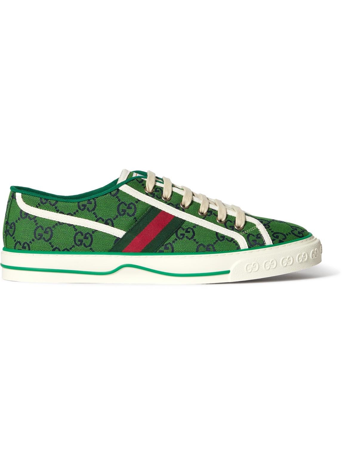 Gucci Tennis 1977 Webbing-trimmed Logo-jacquard Canvas Sneakers in Green  for Men | Lyst