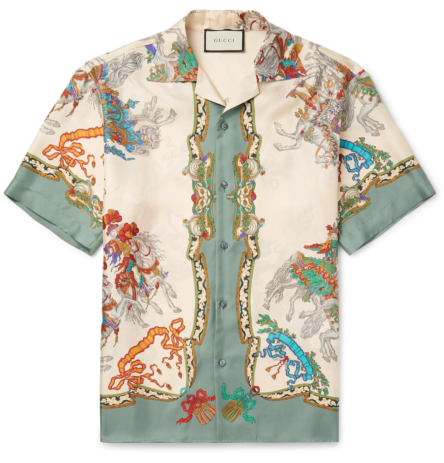 Gucci Graphic-print Oversized Silk Shirt in White for Men | Lyst Gucci Graphic-print Oversized Silk Shirt in White for Men | Lyst