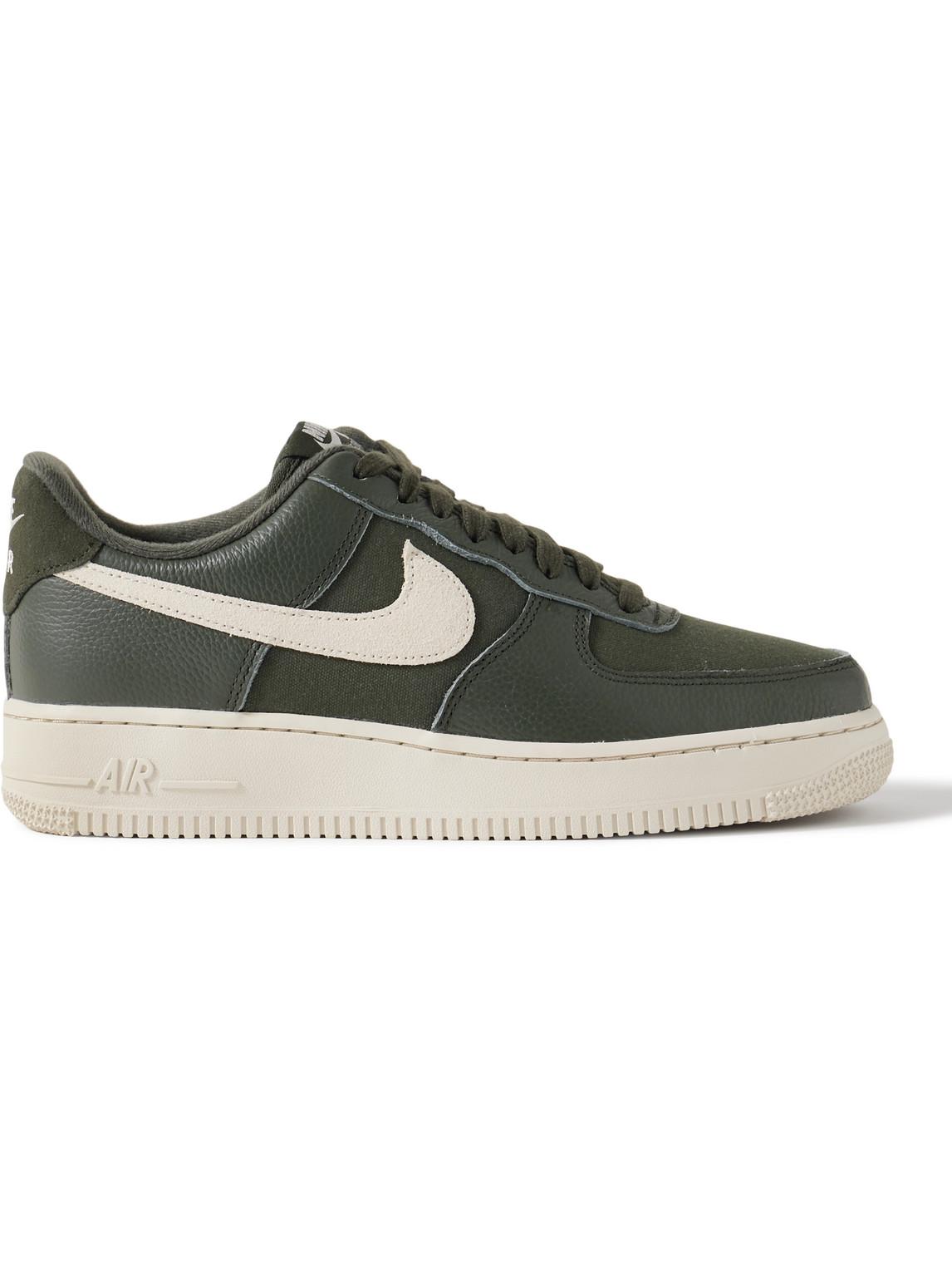 Nike Air Force 1 '07 Suede-trimmed Full-grain Leather And Canvas Sneakers  in Green for Men | Lyst