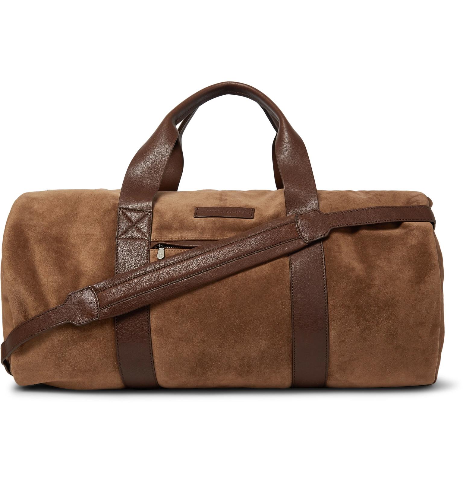 Brunello Cucinelli Leather-trimmed Suede Duffle Bag in Tan ...