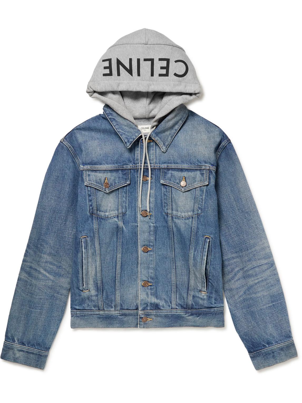 Blue jersey hoodie denim jacket online