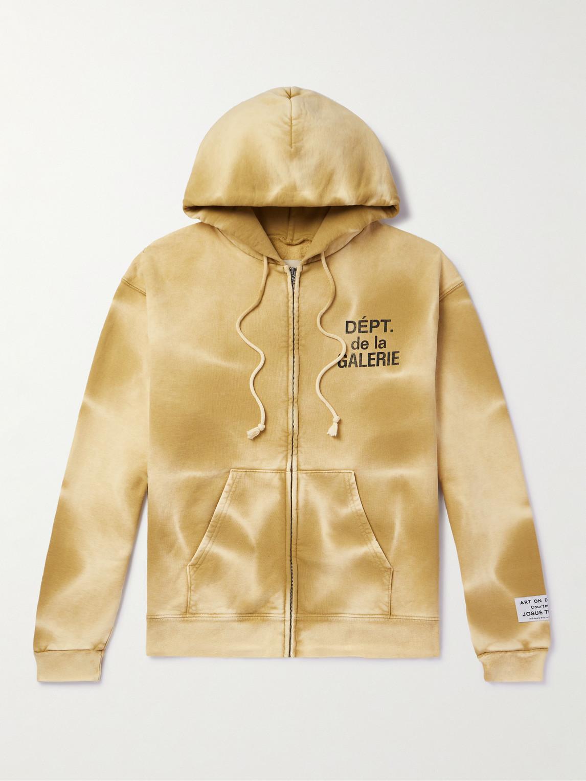 GALLERY DEPT. Logo Print Bleached Cotton Jersey Zip Up Hoodie in Metallic for Men Lyst UK