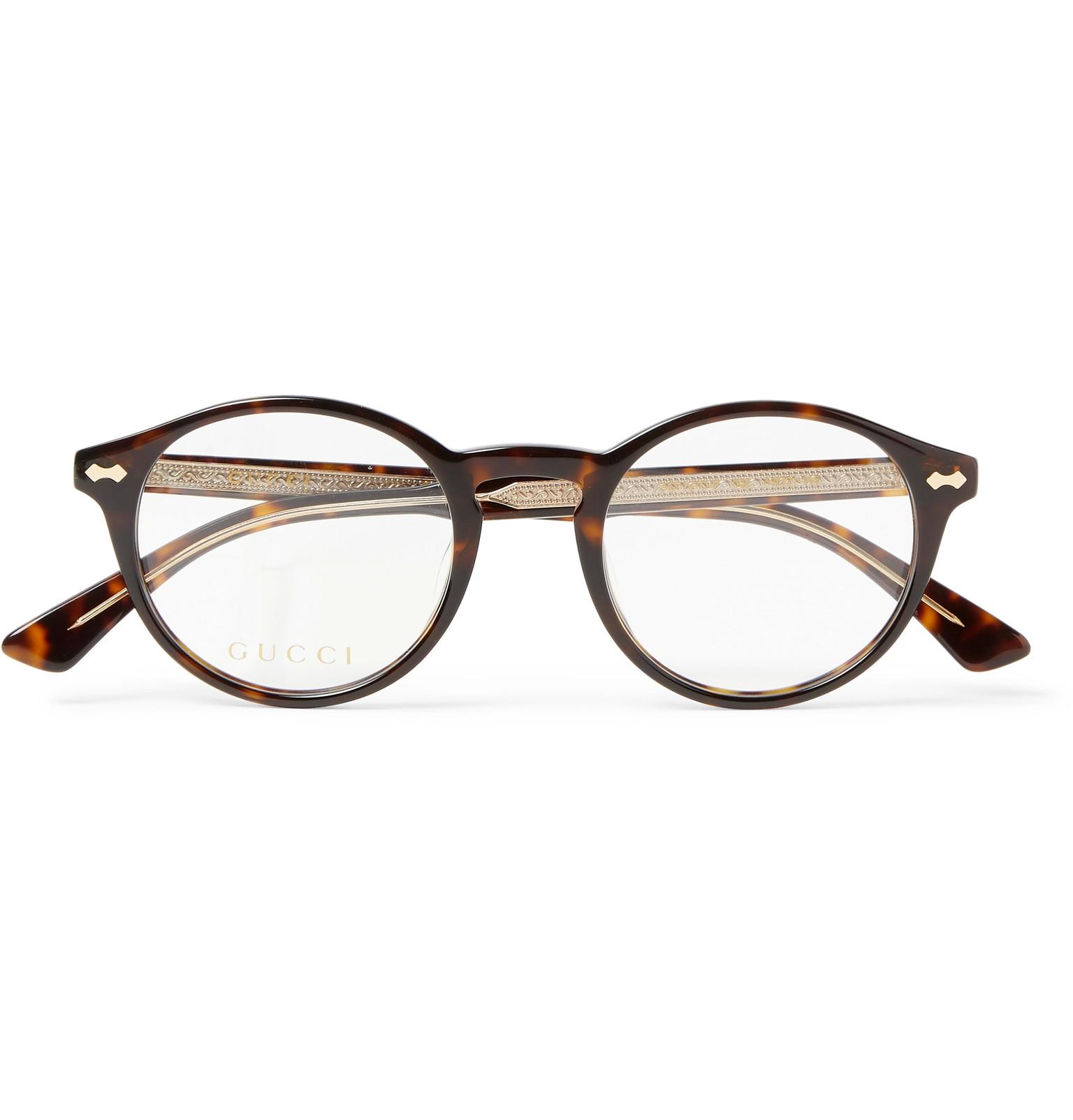 Gucci Round-frame Tortoiseshell Acetate Glasses for Men -