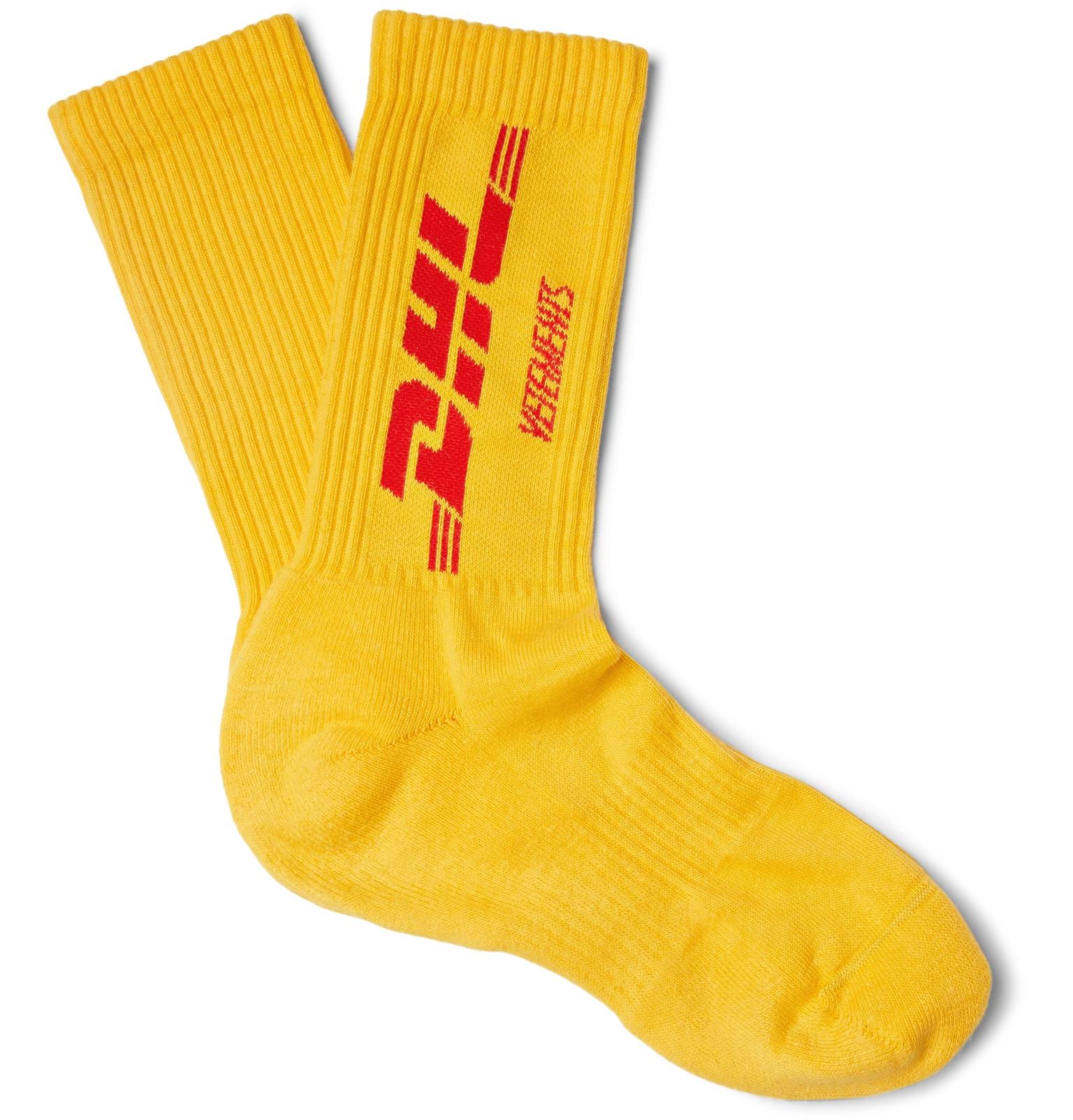 Vetements + Dhl Cotton Socks in Yellow for Men | Lyst