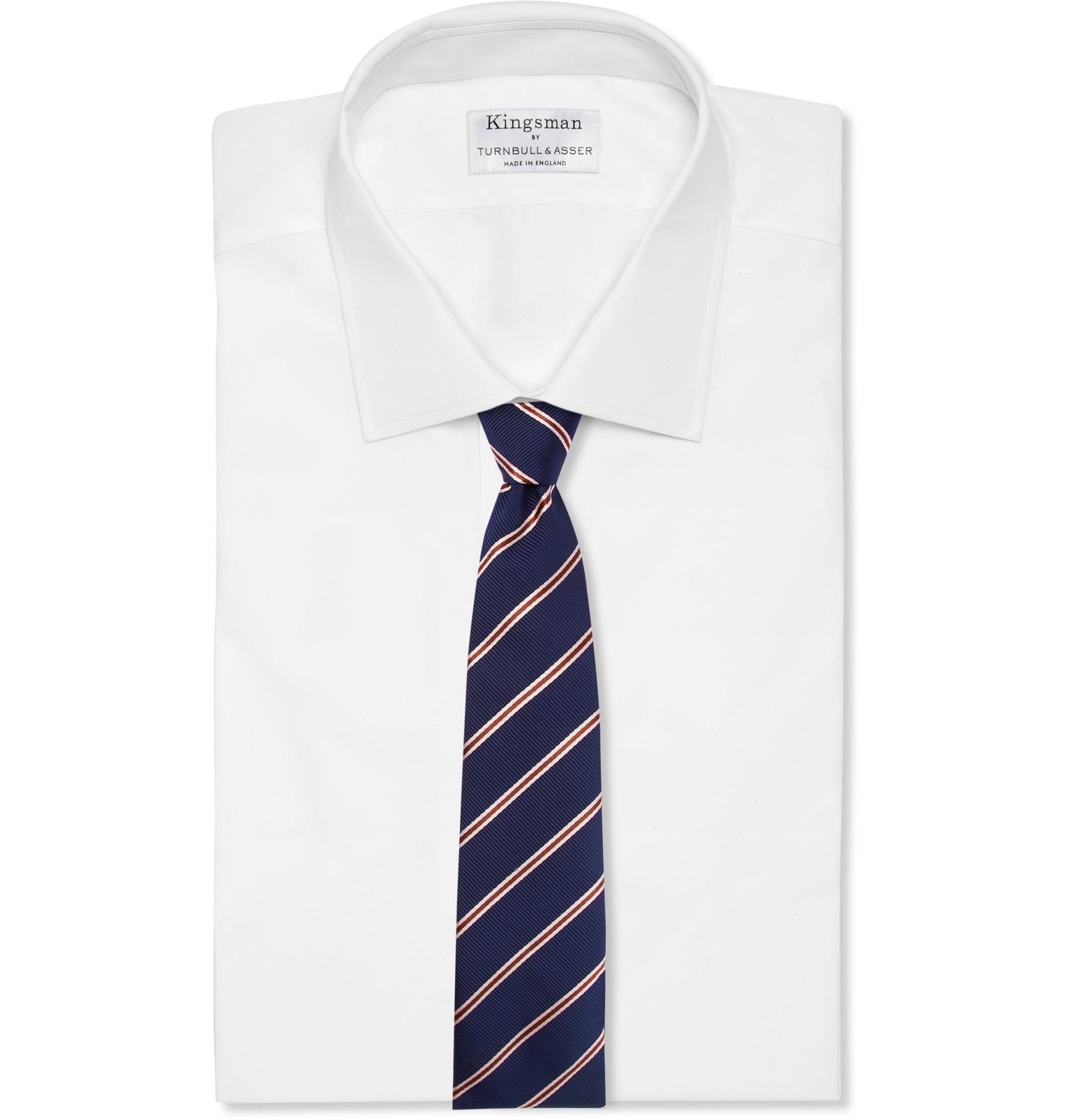 Kingsman Drake's 8cm Striped Silk And Cotton-blend Faille