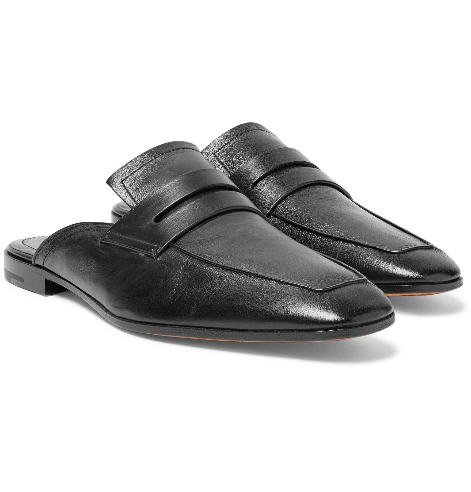 Berluti Lorenzo Rimini Leather Backless Loafers in Black for Men - Lyst