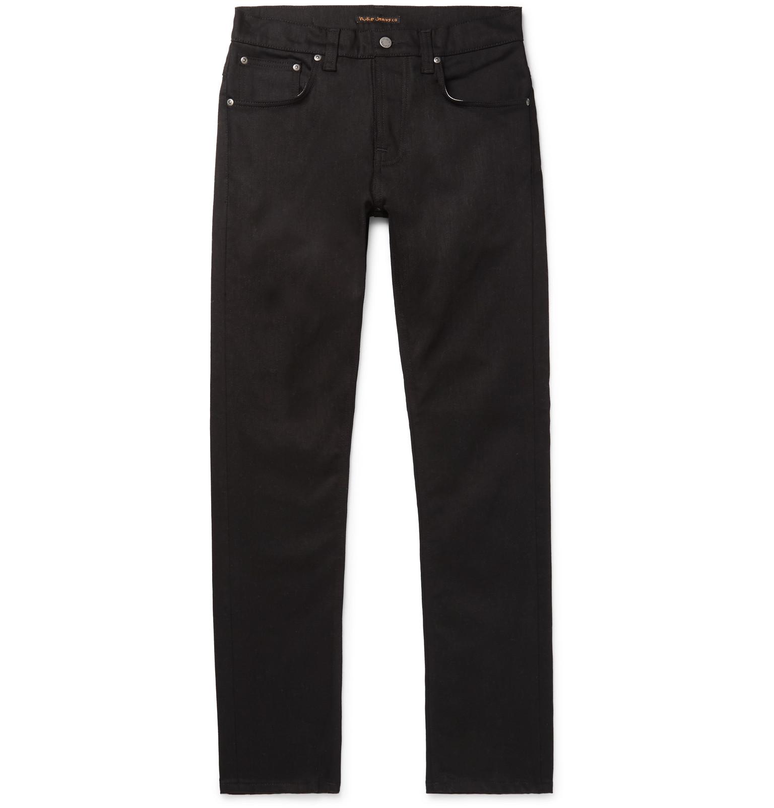 Nudie Jeans Grim Tim Slimfit Organic Denim Jeans in Black for Men