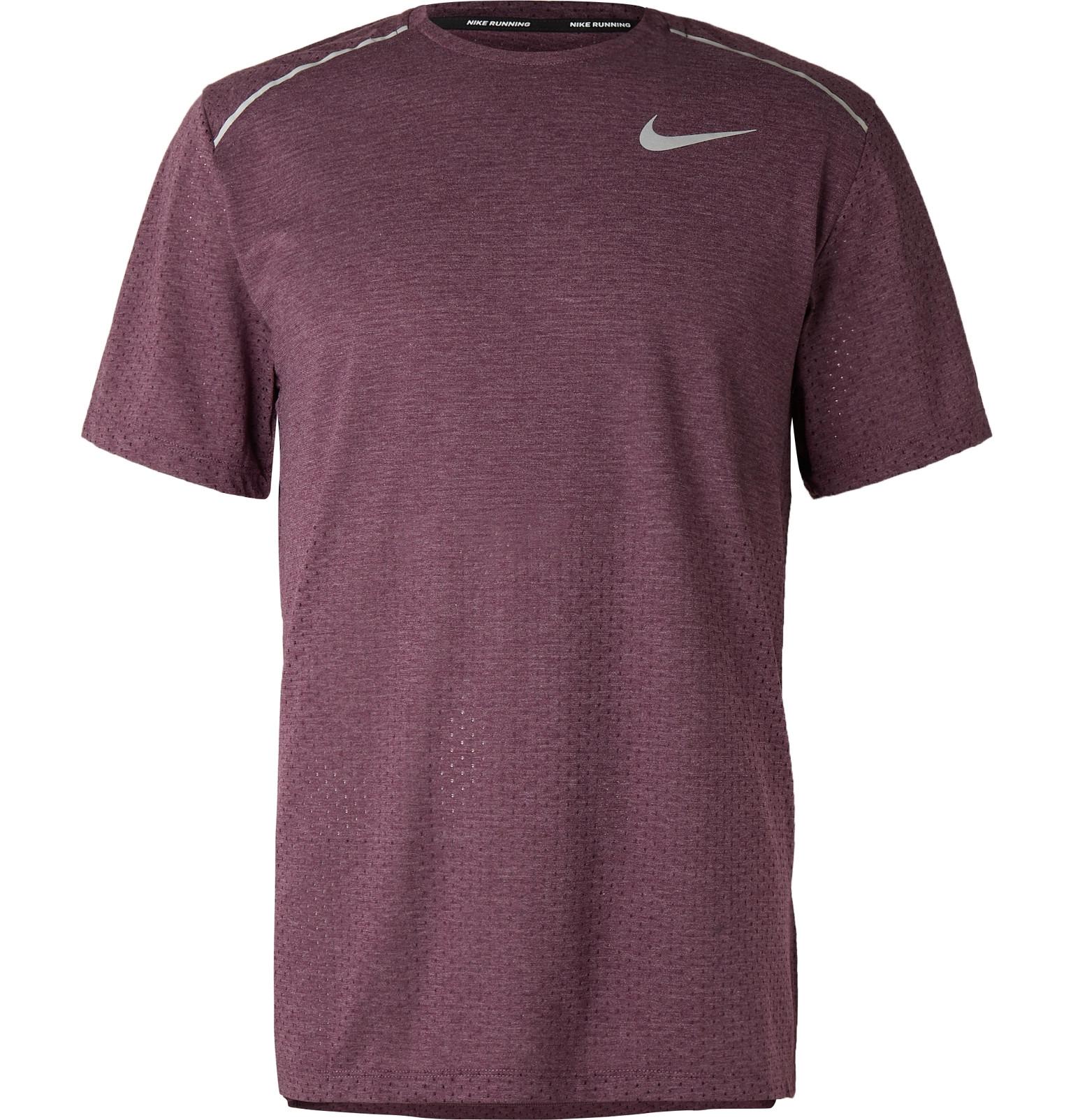 Nike Breathe Mesh-panelled Dri-fit T-shirt in Burgundy (Purple) for Men ...