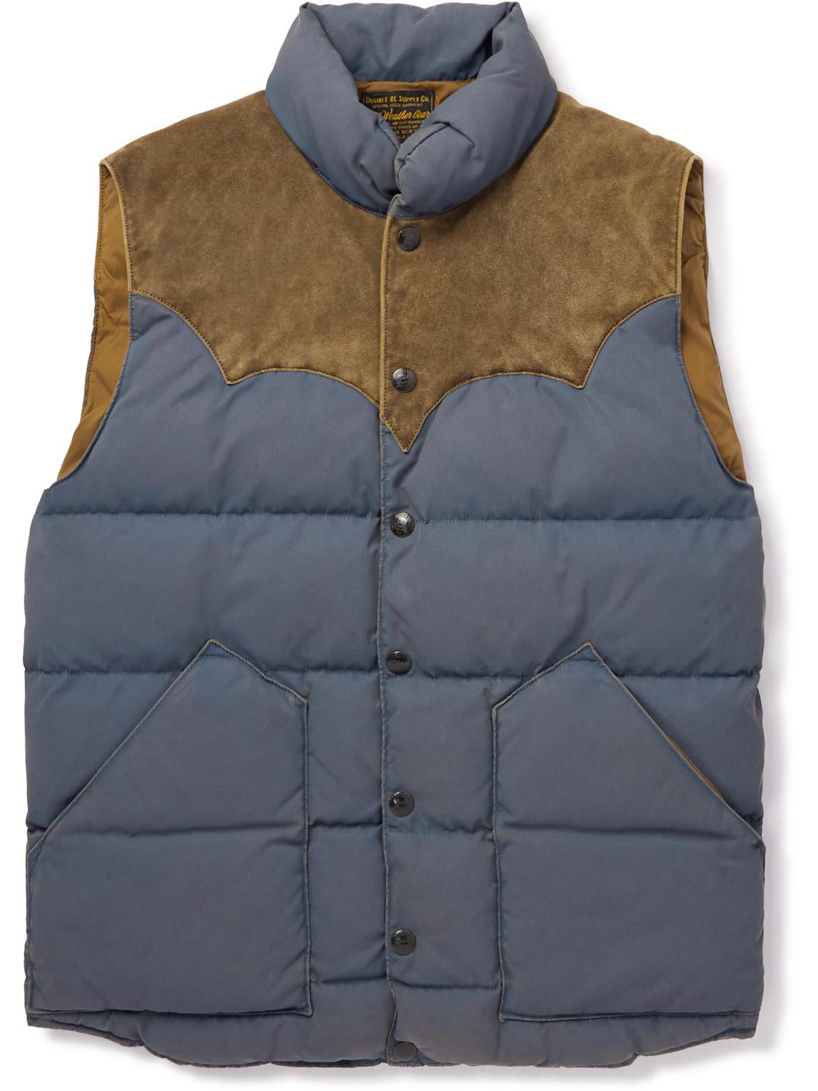 RRL Suede-trimmed Quilted Padded Recycled-shell Gilet in Blue for Men ...