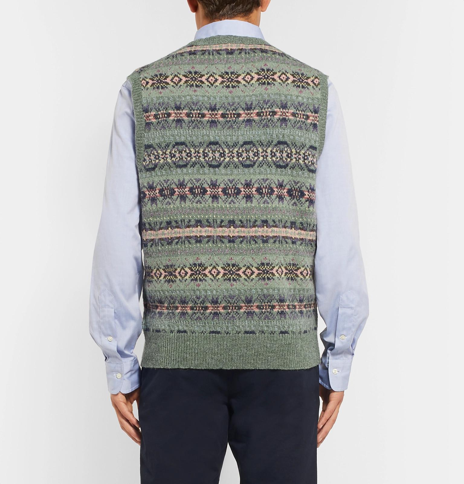 Polo Ralph Lauren Fair Isle Wool-blend Jacquard Sweater Vest in Green ...