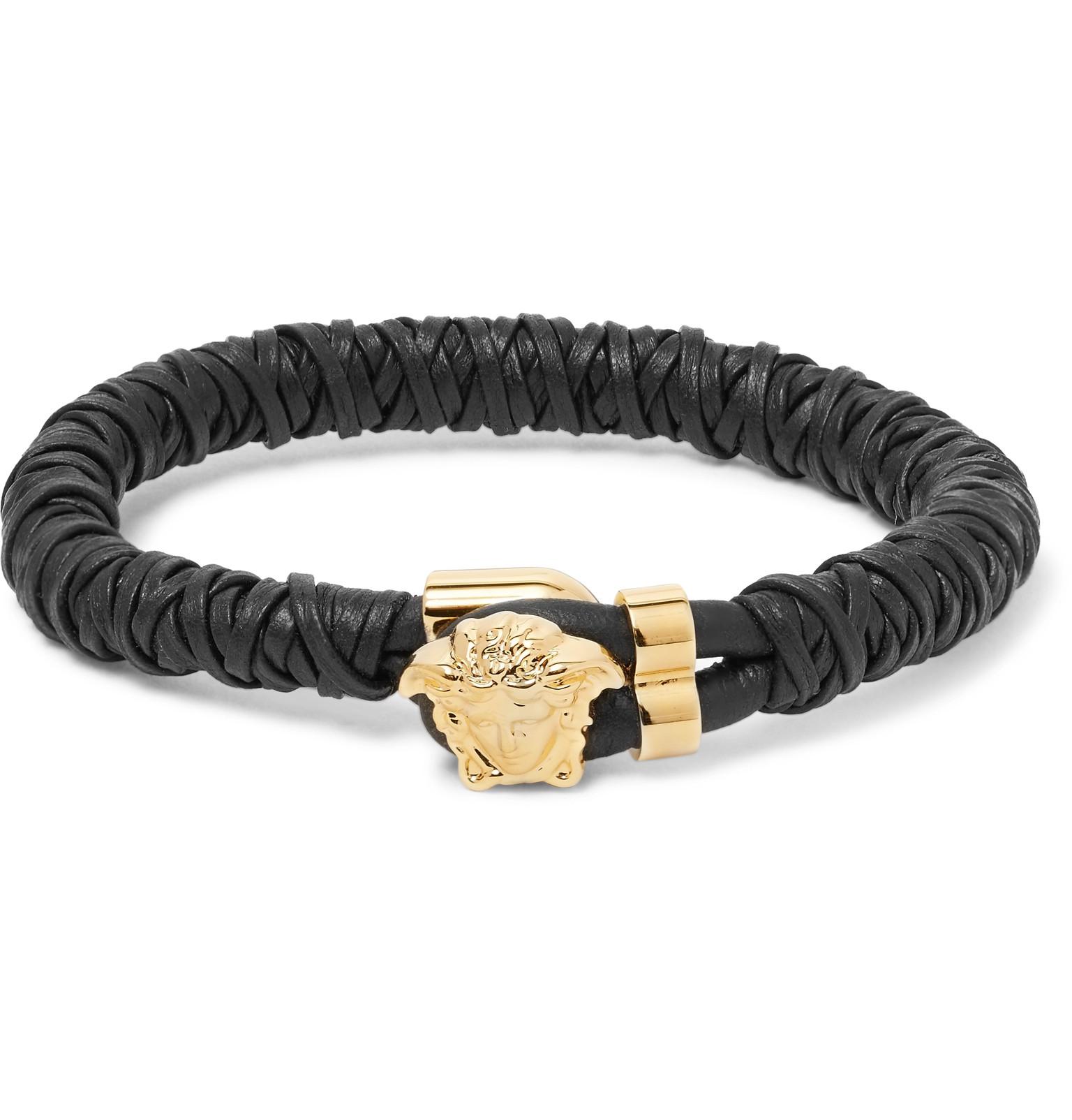 Woven Leather Gold Tone Bracelet Woven Leather Gold Tone Bracelet