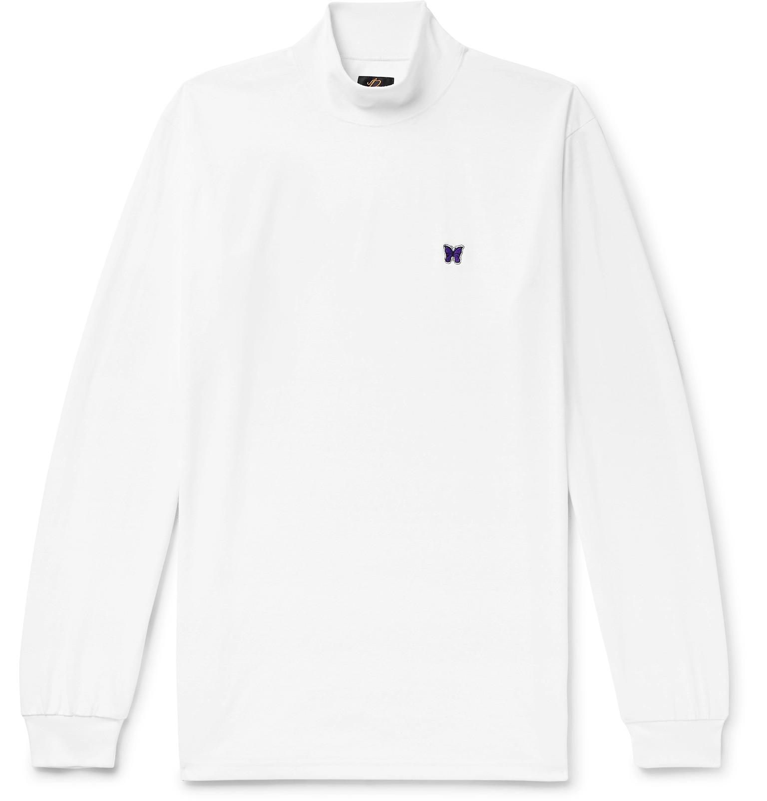 Download Needles Flannel Mock Neck L/s Tee in White for Men - Lyst