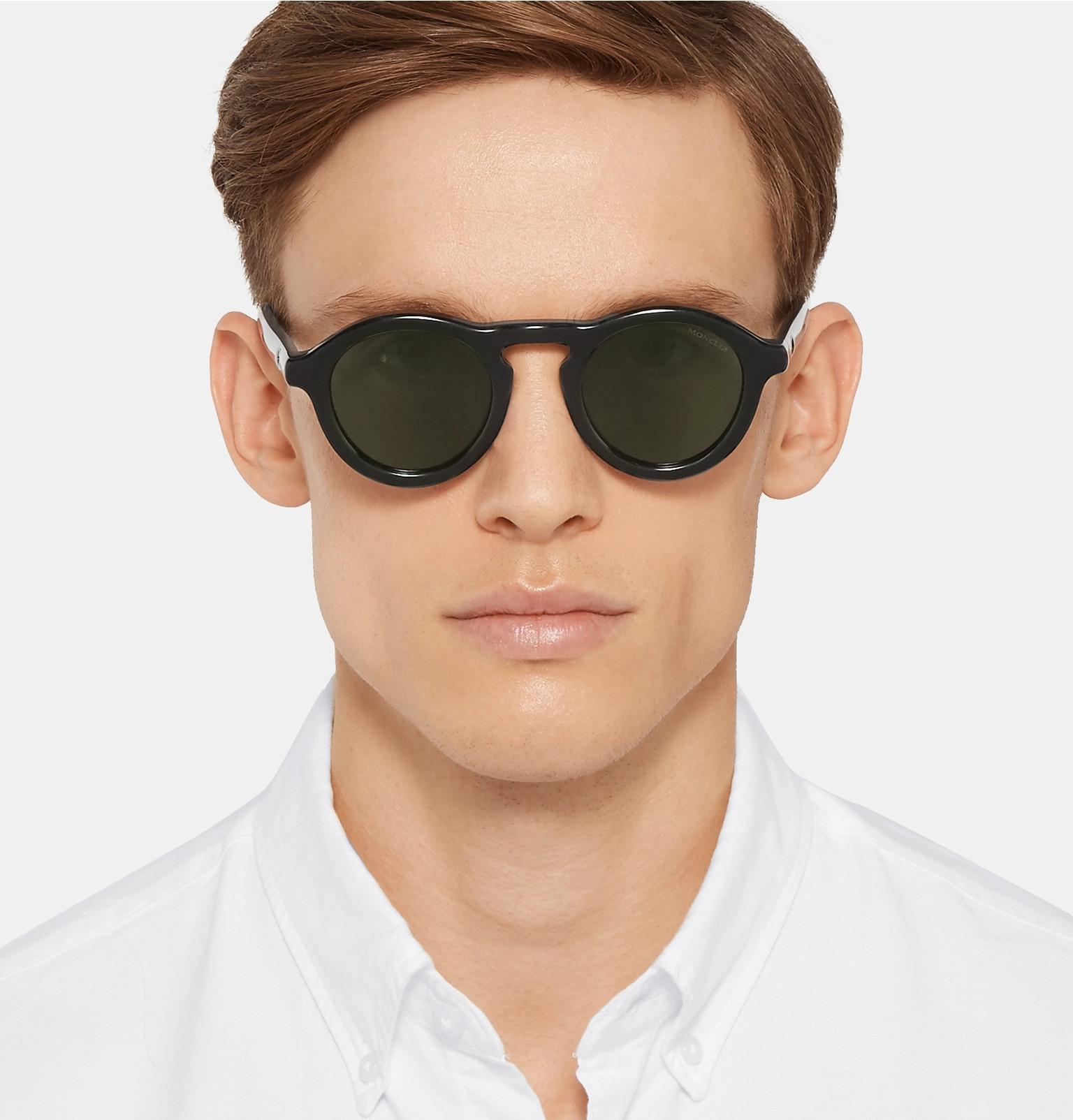 Moncler Round-frame Acetate Sunglasses in Black for Men | Lyst