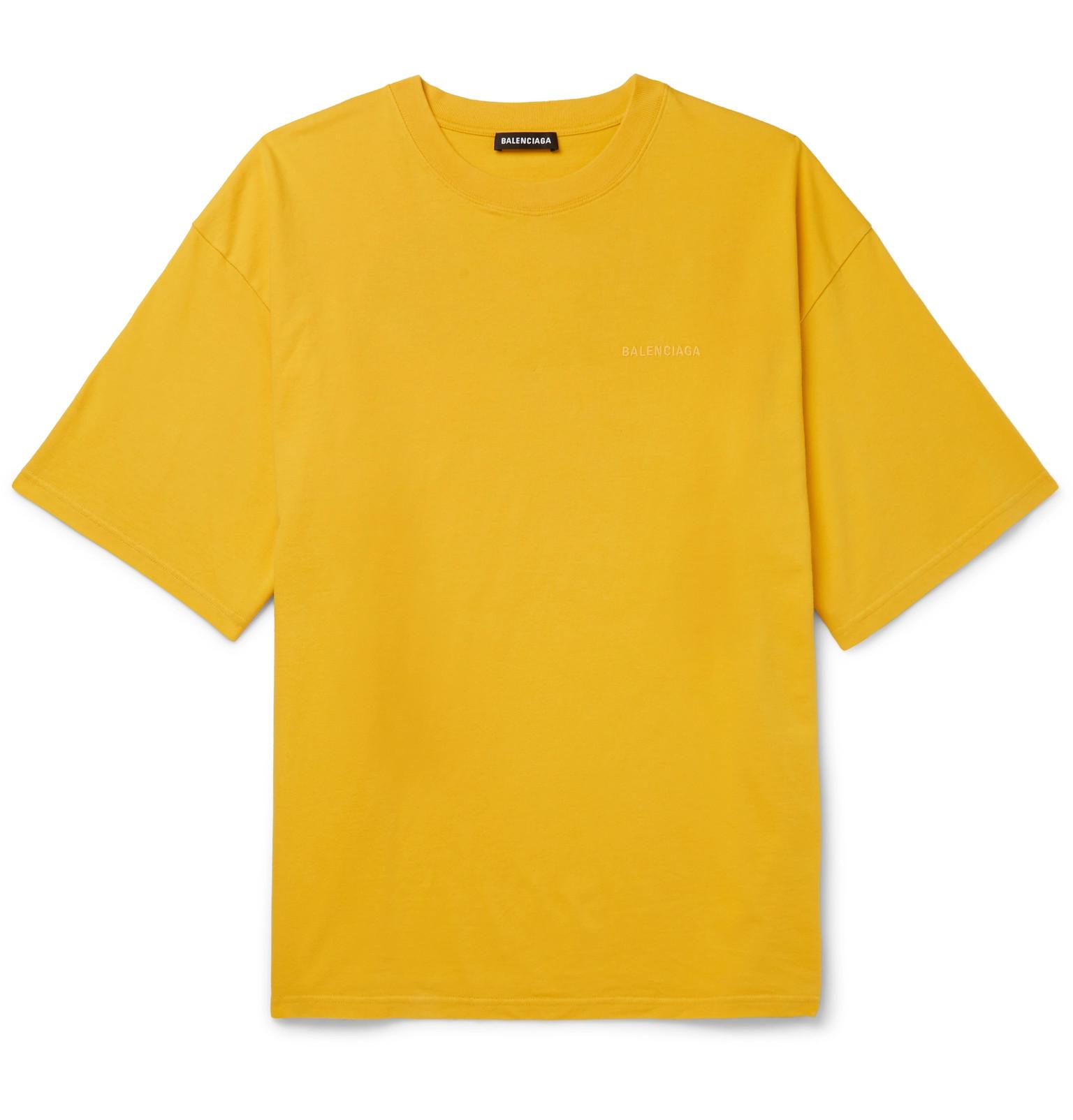 Balenciaga Oversized Printed Cotton-jersey T-shirt in Yellow for Men - Lyst