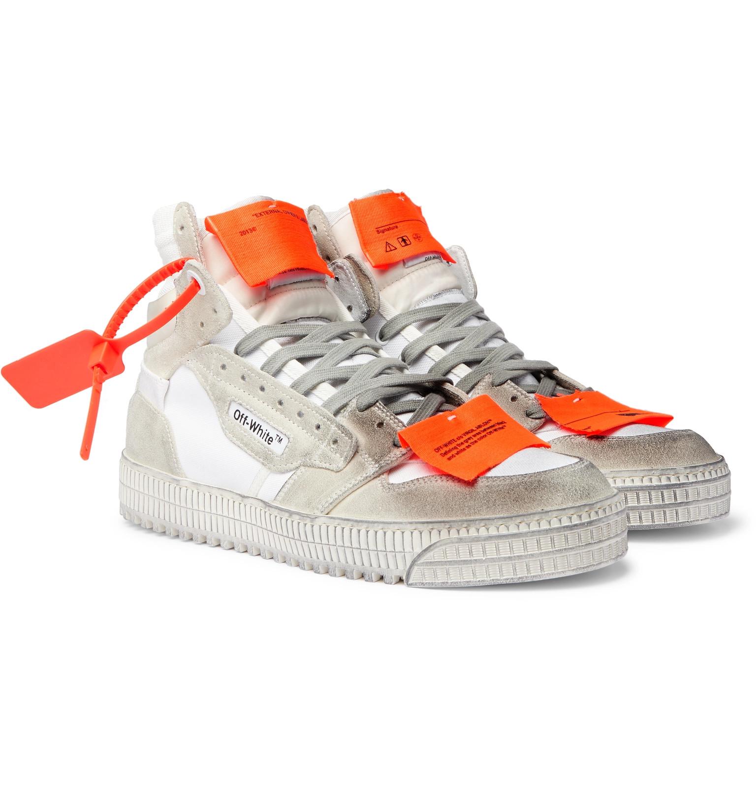 Off-White c/o Virgil Abloh Off-court 3.0 Distressed Suede, Leather And Canvas High-top Sneakers ...