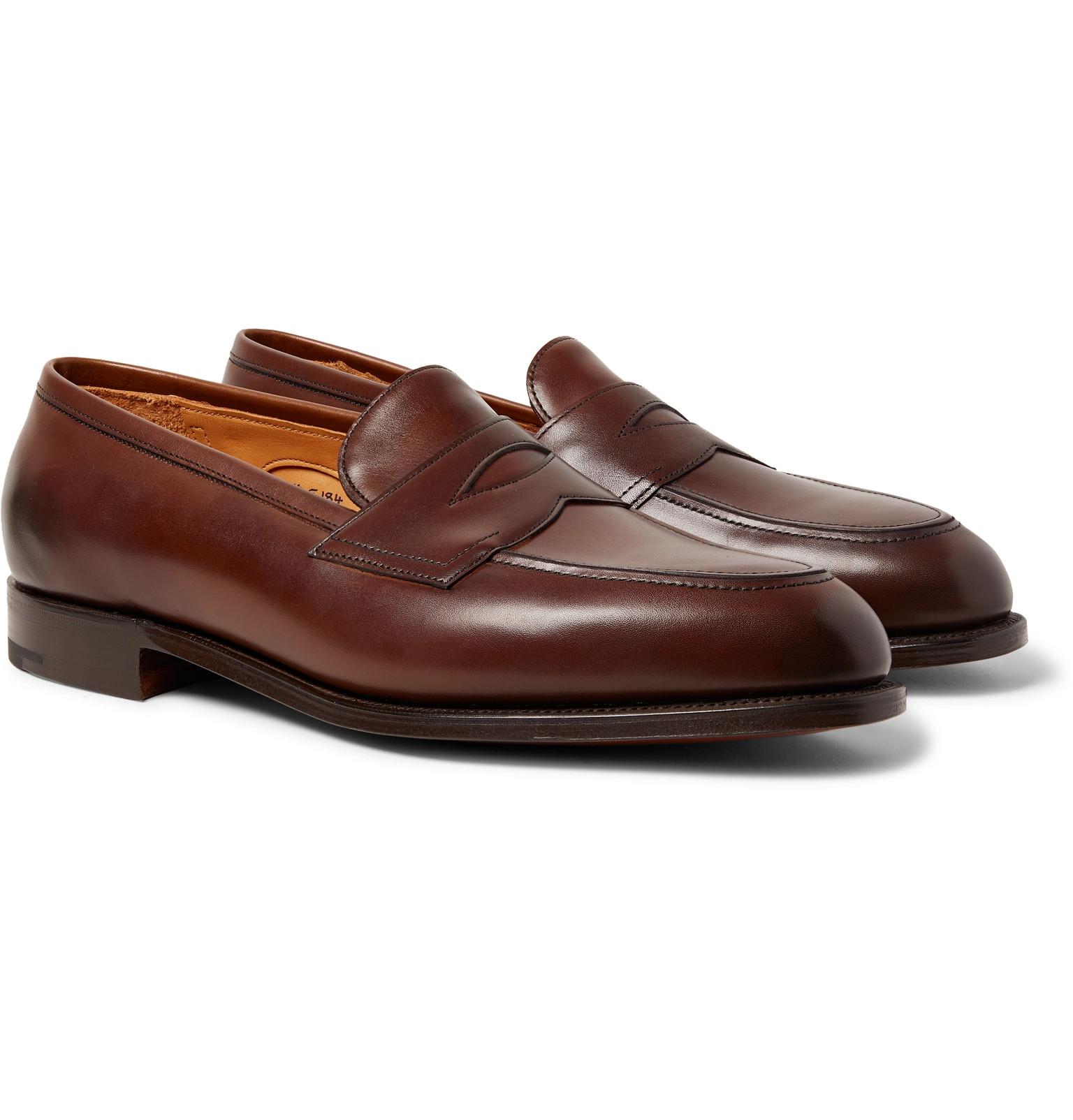 Edward Green Piccadilly Leather Penny Loafers in Brown for Men - Lyst