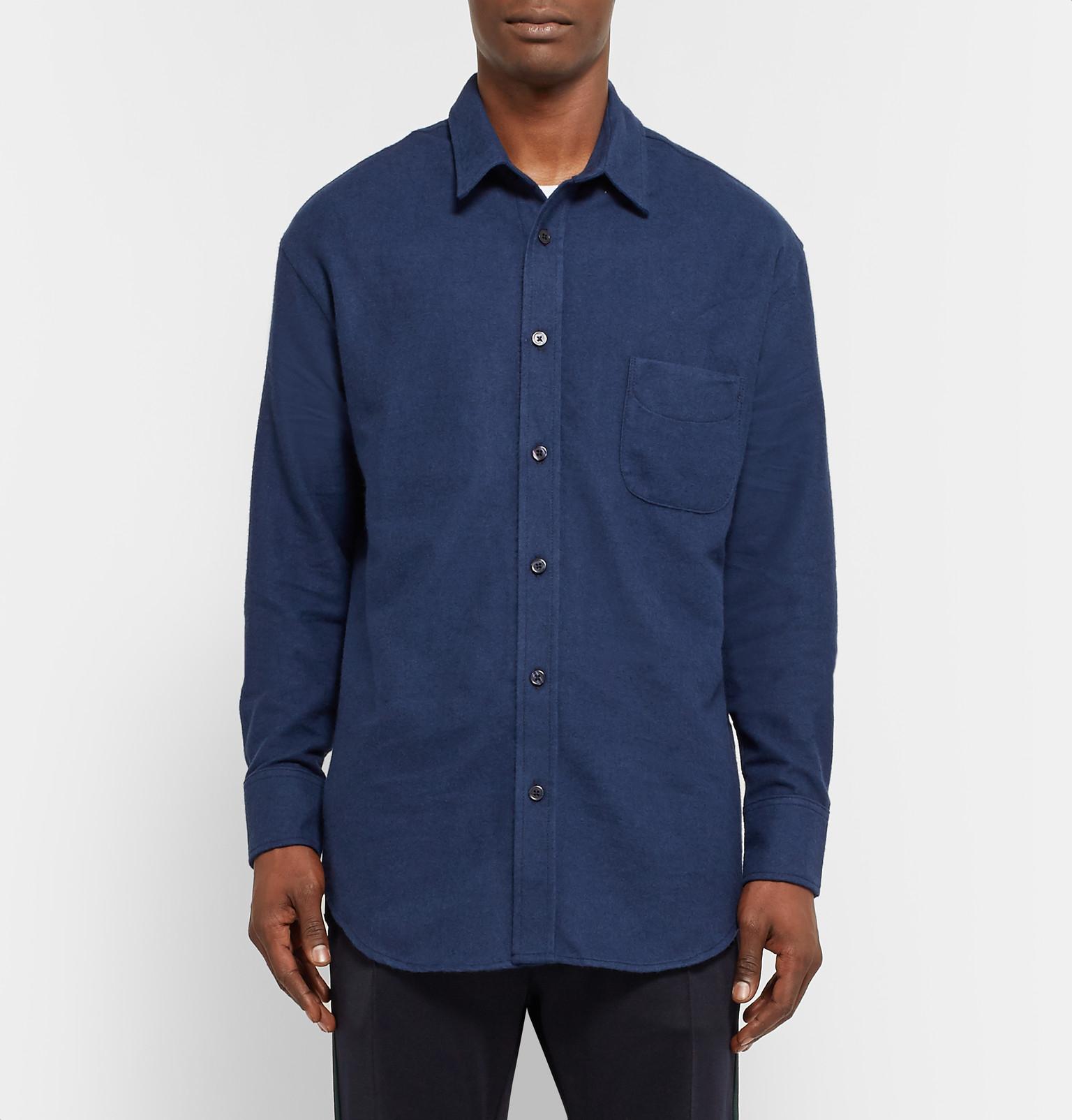 The Elder Statesman Brushed-cotton Flannel Shirt in Blue for Men - Lyst