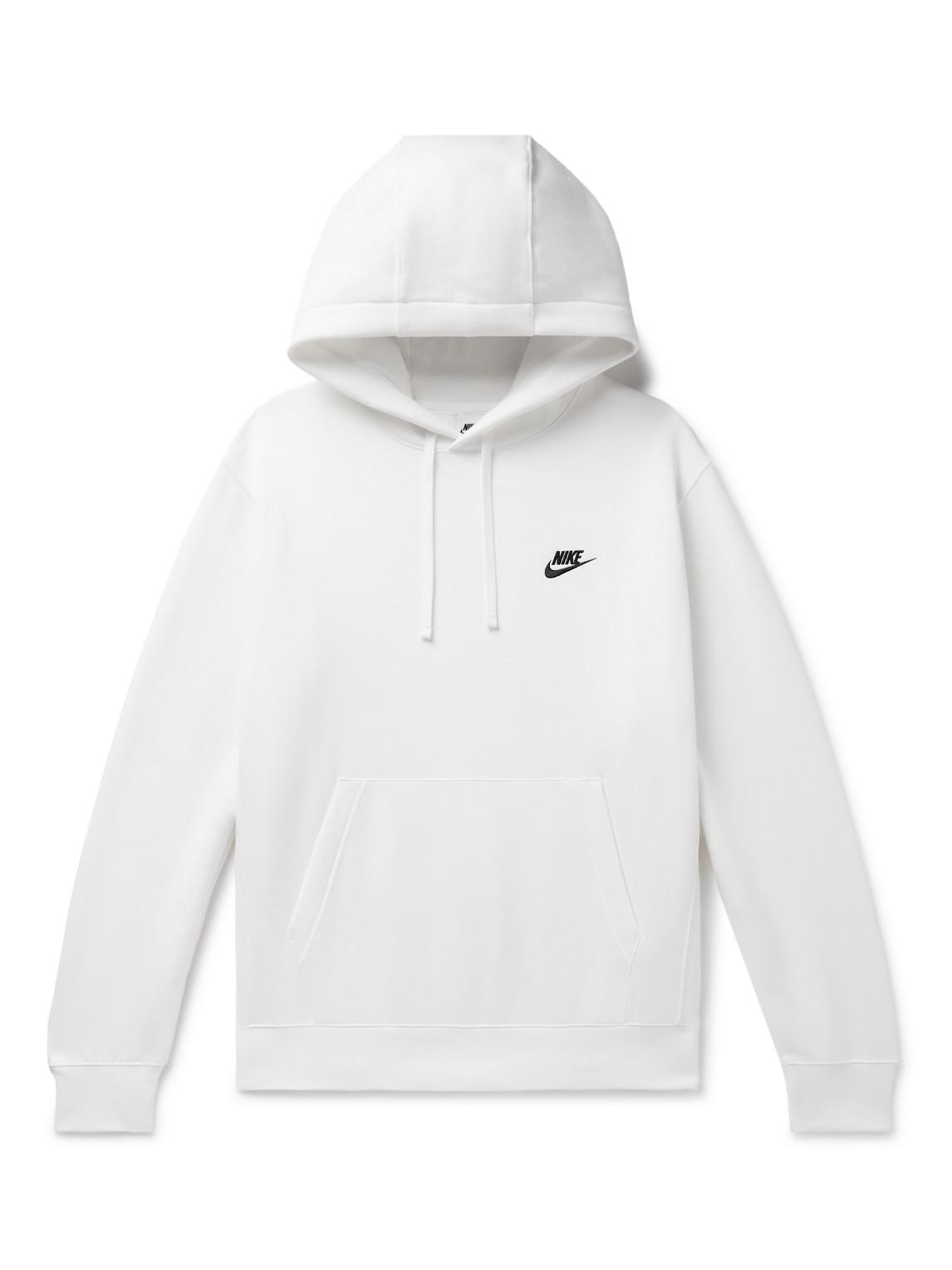 Nike Sportswear Club Logo-embroidered Cotton-blend Jersey Hoodie in White  for Men | Lyst