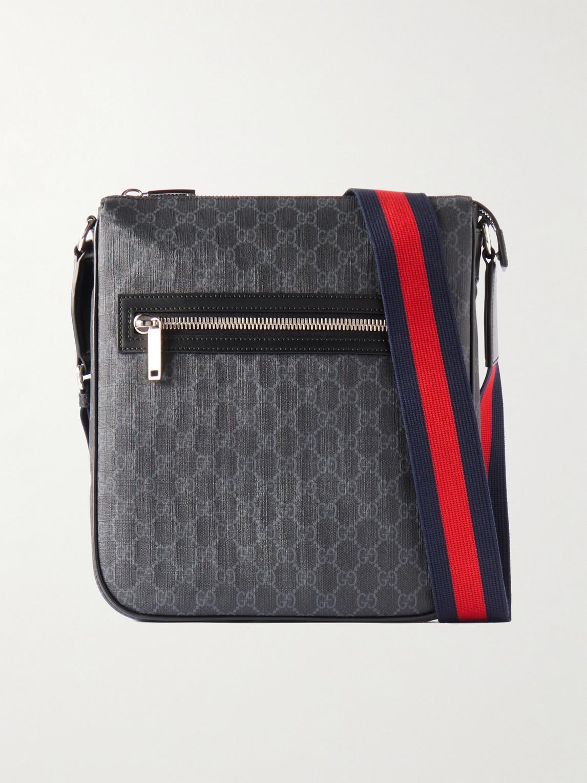 Gucci Leather Trimmed Monogrammed Supreme Coated Canvas Messenger Bag in Black for Men Lyst UK