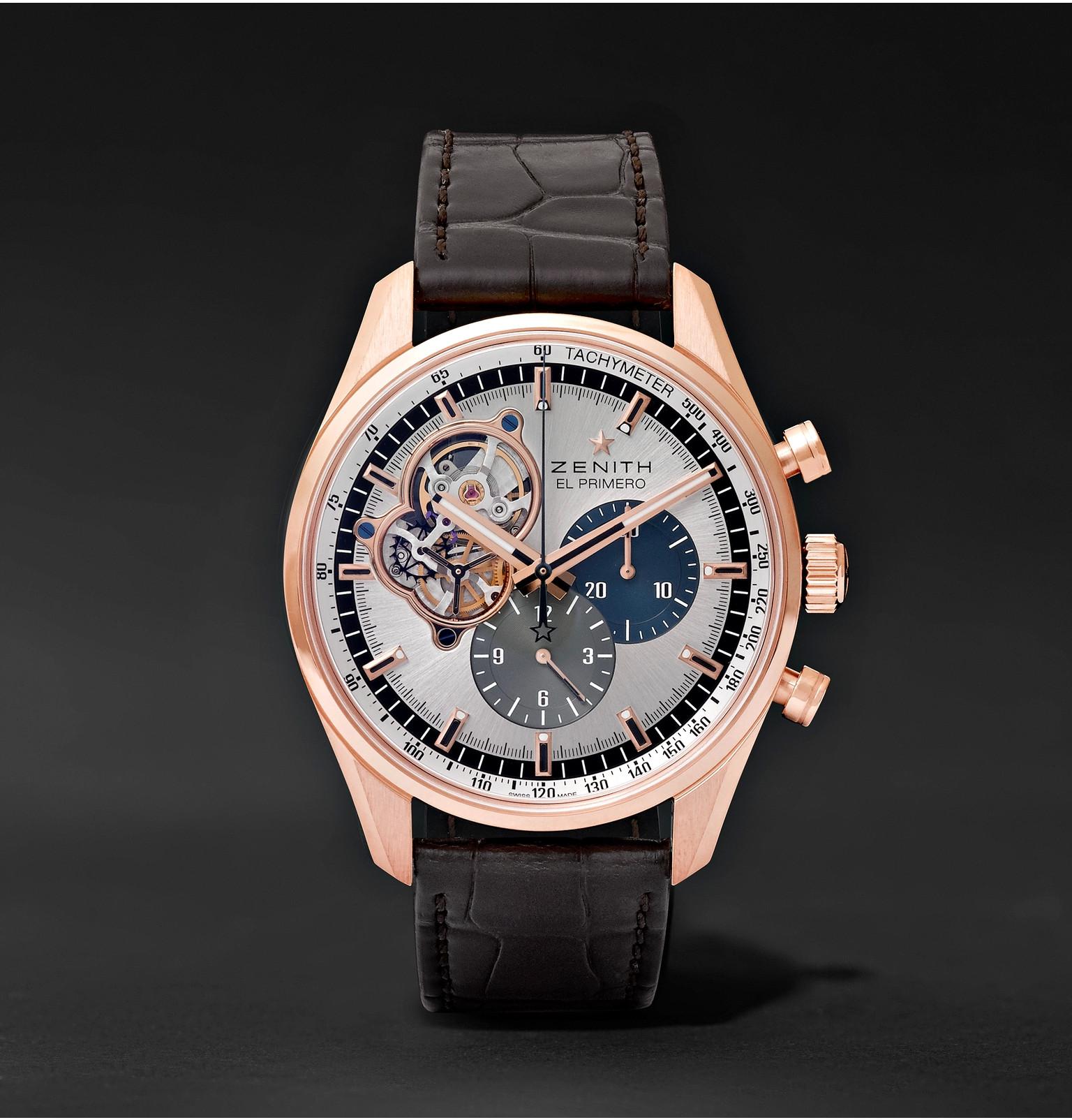 Zenith El Primero Chronomaster 42mm 1969 Rose Gold And Alligator Watch in Metallic for Men Lyst