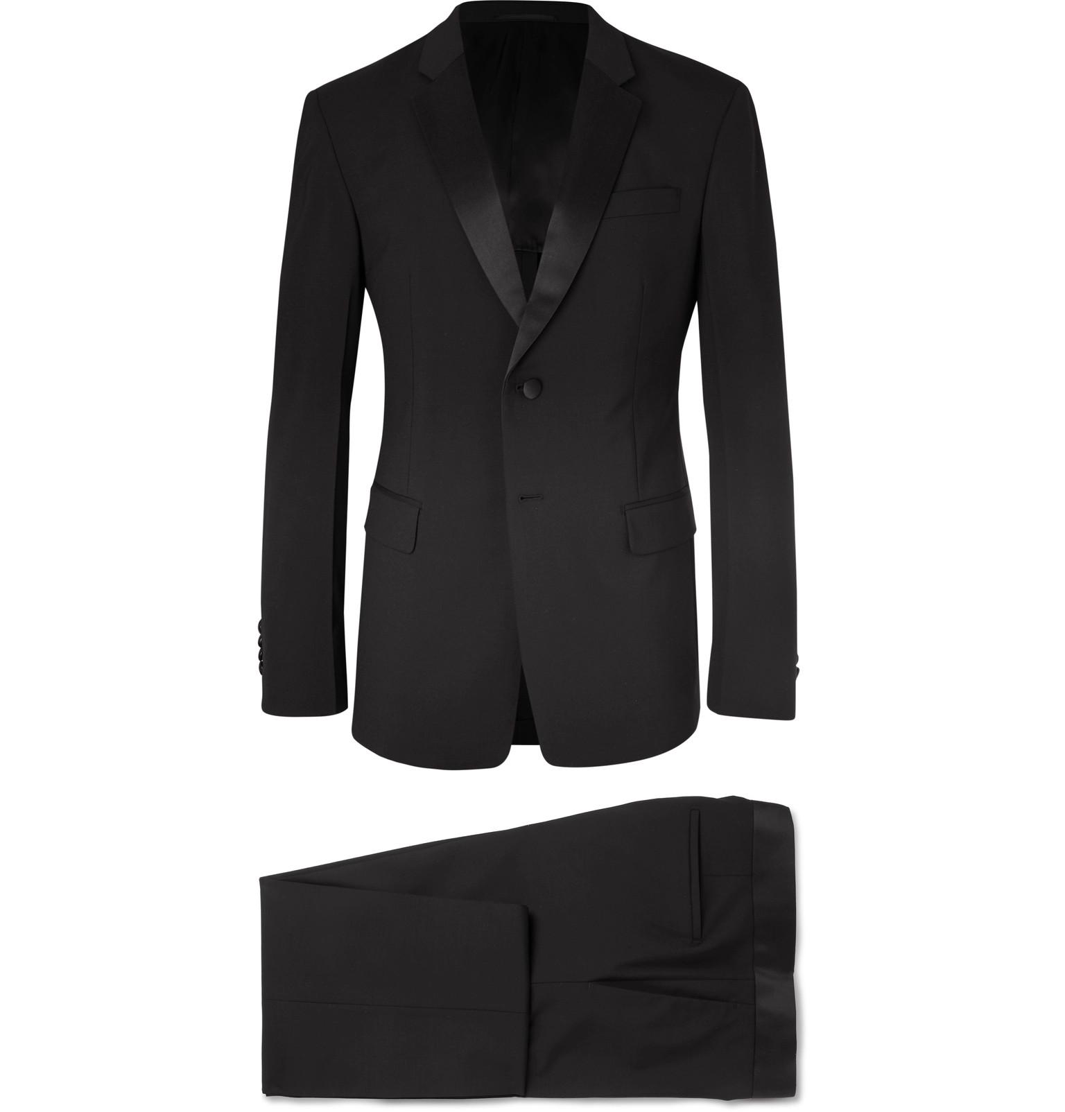 Lyst - Prada Black Slim-fit Silk Satin-trimmed Virgin Wool-blend Tuxedo ...