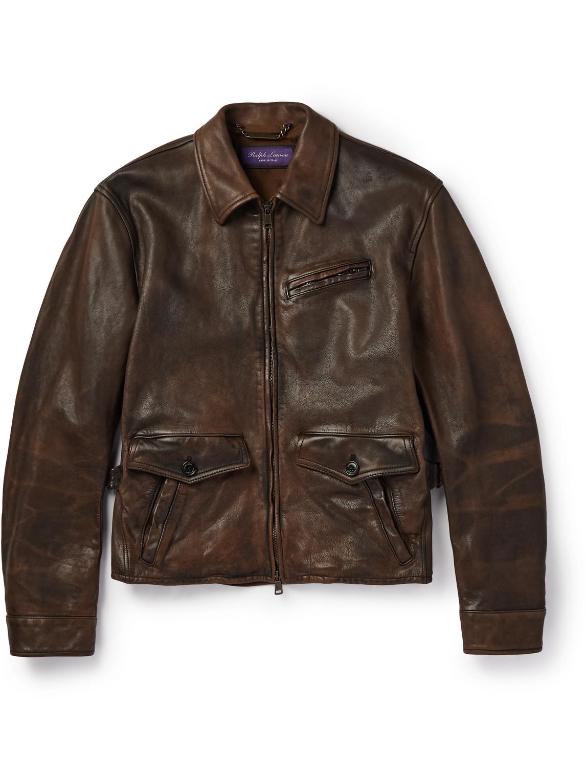Ralph Lauren Purple Label Hugh Leather Jacket in Brown for Men | Lyst
