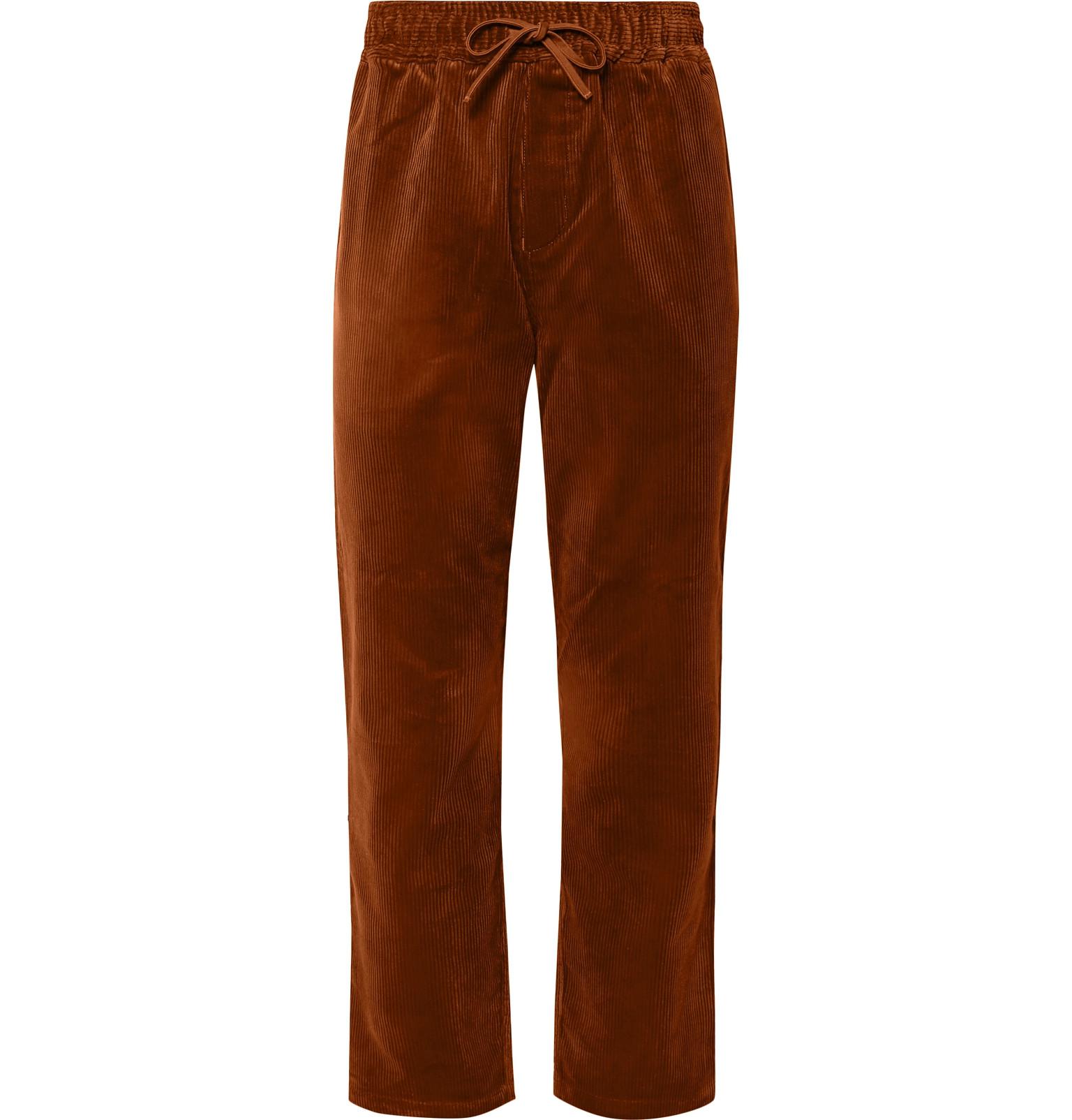 YMC Wide-leg Cotton-corduroy Drawstring Trousers in Brown for Men - Lyst