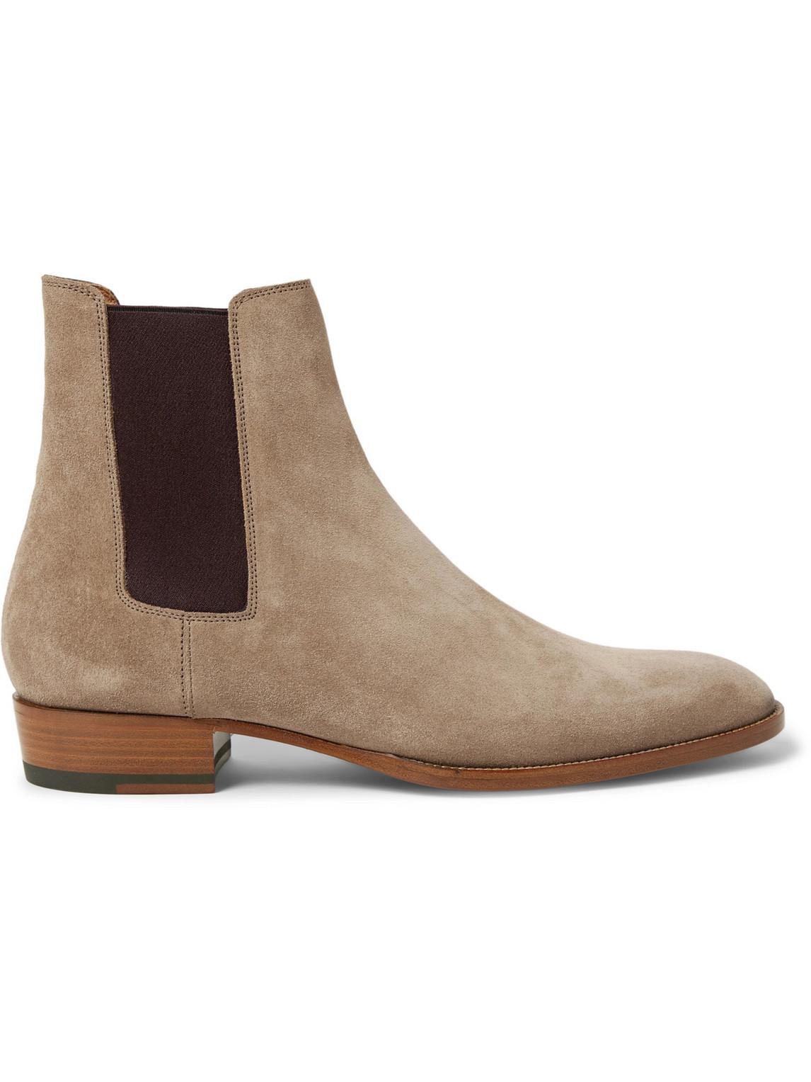 Saint Laurent Mens Taupe Wyatt Suede Chelsea Boots 11 in Brown for Men -  Save 65% - Lyst