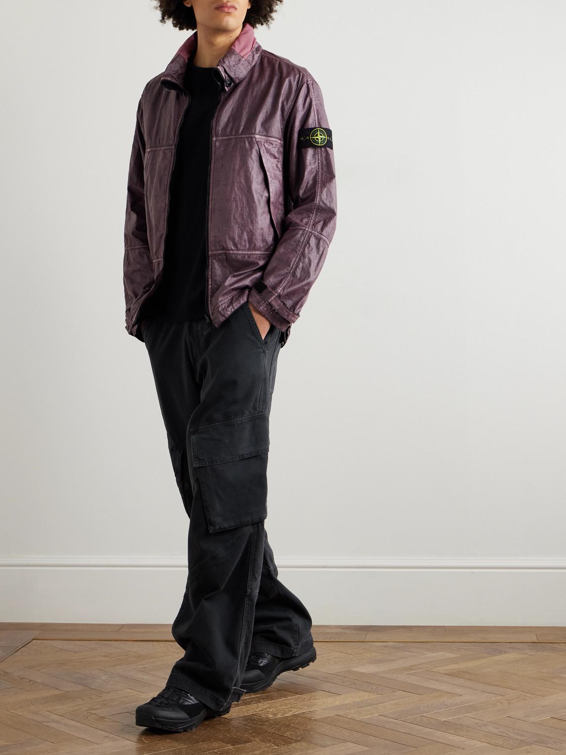 Stone Island Logo-Appliquéd Garment-Dyed Lino Gommato Jacket in