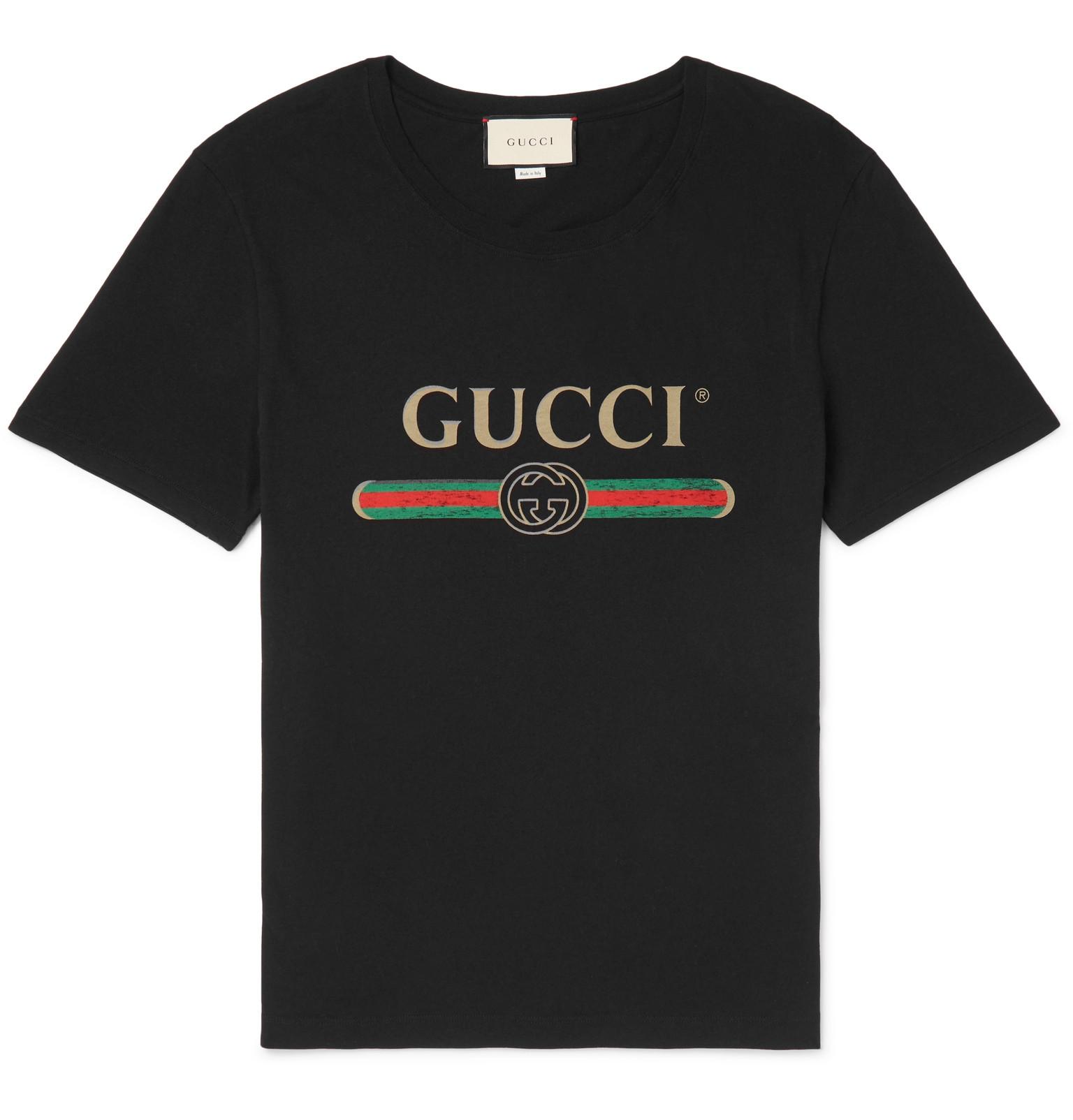 Gucci Fake Logo Print Cotton T Shirt in Black for Men - Save 58% - Lyst