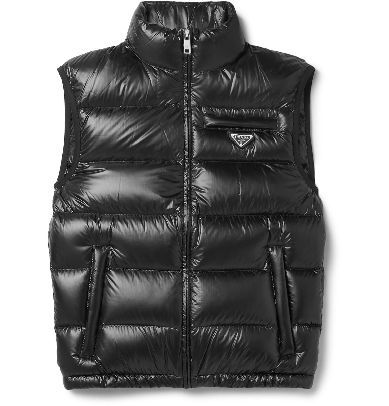 Prada Goose Quilted Ripstop Down Gilet in Black for Men - Lyst