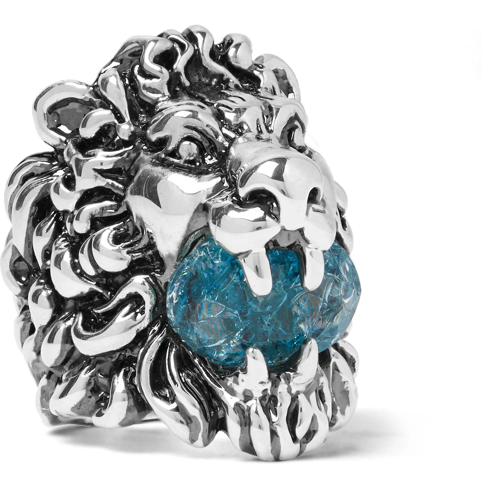 Gucci Lion's Head Silver-tone Swarovski Crystal Ring in Metallic for Men -  Lyst